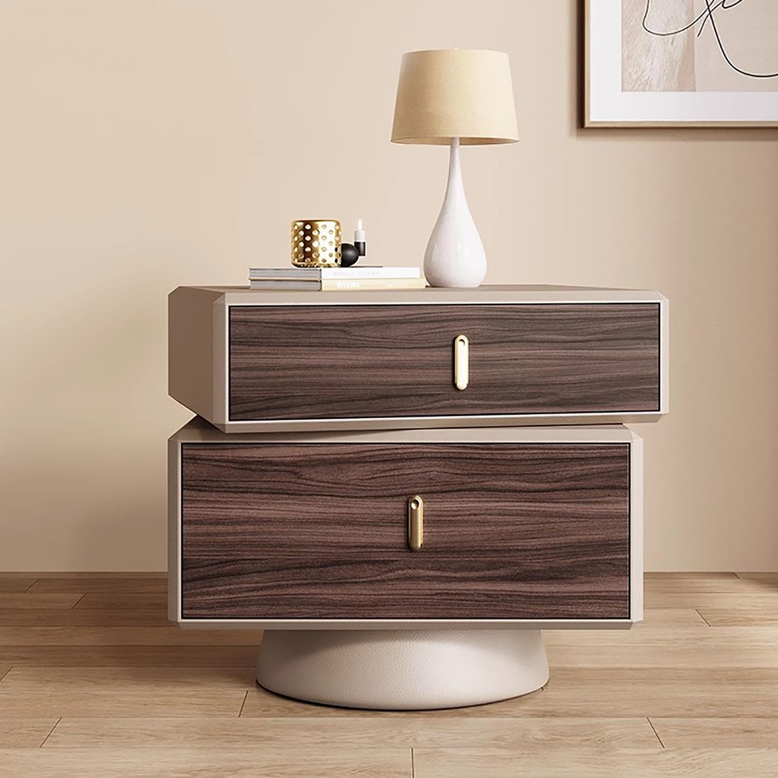 SXZenSpace Modern Rotatable Nightstand,Creative Bedside Table Durable Wood Top End Side Furniture Required for Bedroom Halway,C,50x40x50cm(20x16x20inch)