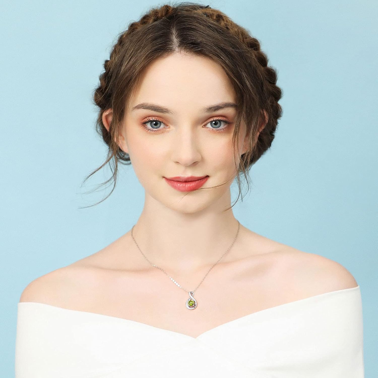 925 Sterling Silver Birthstone Necklace for Women Infinity Necklaces Birthday Anniversary Fine Jewelry Gifts for Mother Women, Adjustable Chain - Image 3