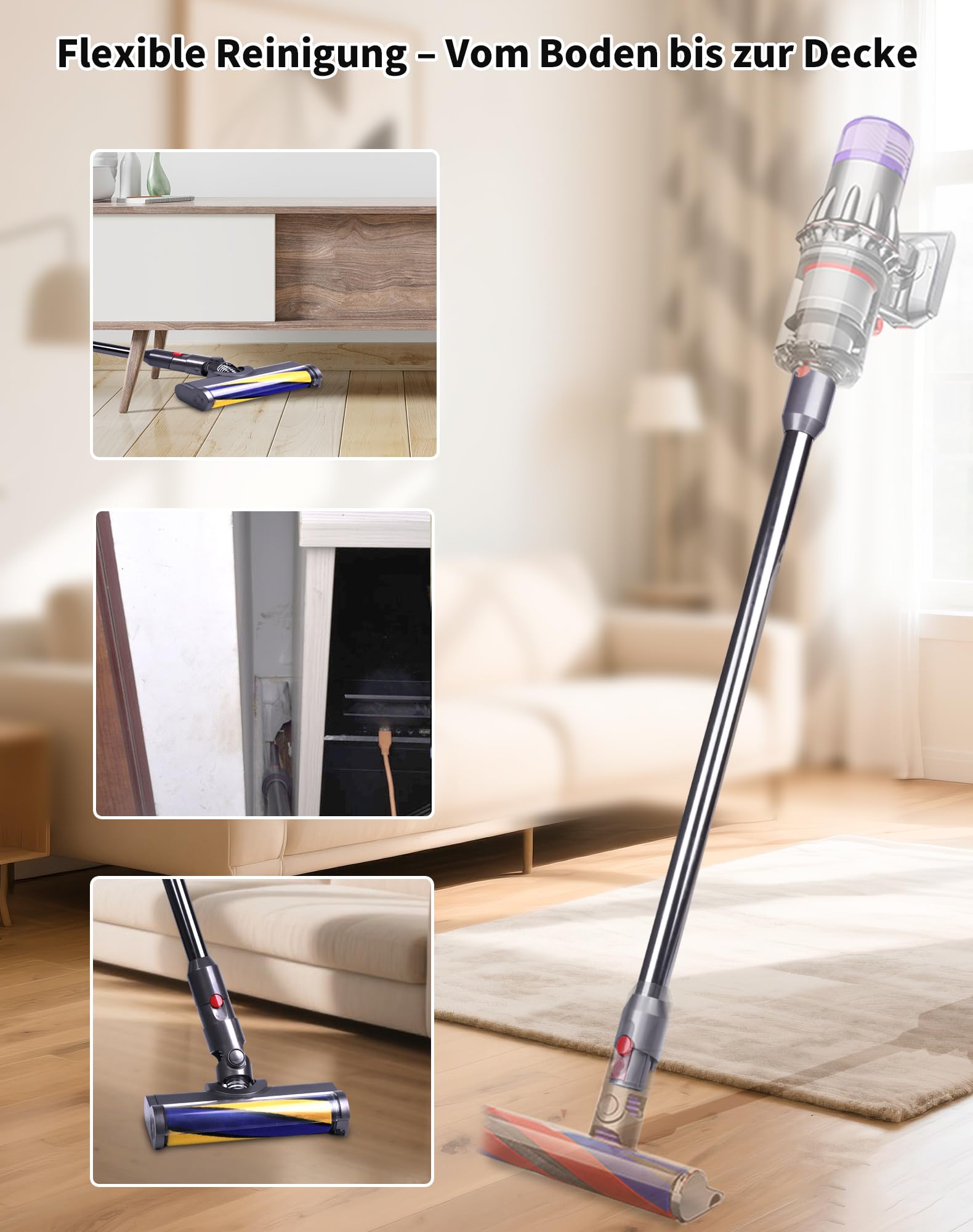 Verlängerungsrohr für Dyson V12 Detect Slim / V10 Digital Slim Stabstaubsauger, 74 cm Aluminium Teleskoprohr mit Schnellspanner – Ersatz Saugrohr Zubehör