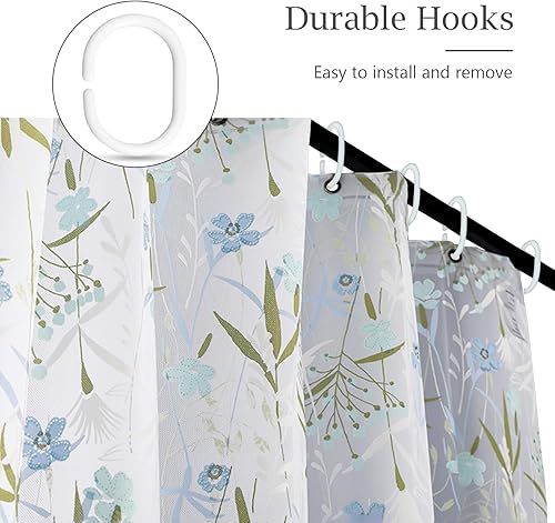 Miniatura 5 de Forro de cortina de ducha impermeable de EVA, diseño mate transparente y esmerilado con 12 ganchos, suave al tacto, privacidad y transparencia de la