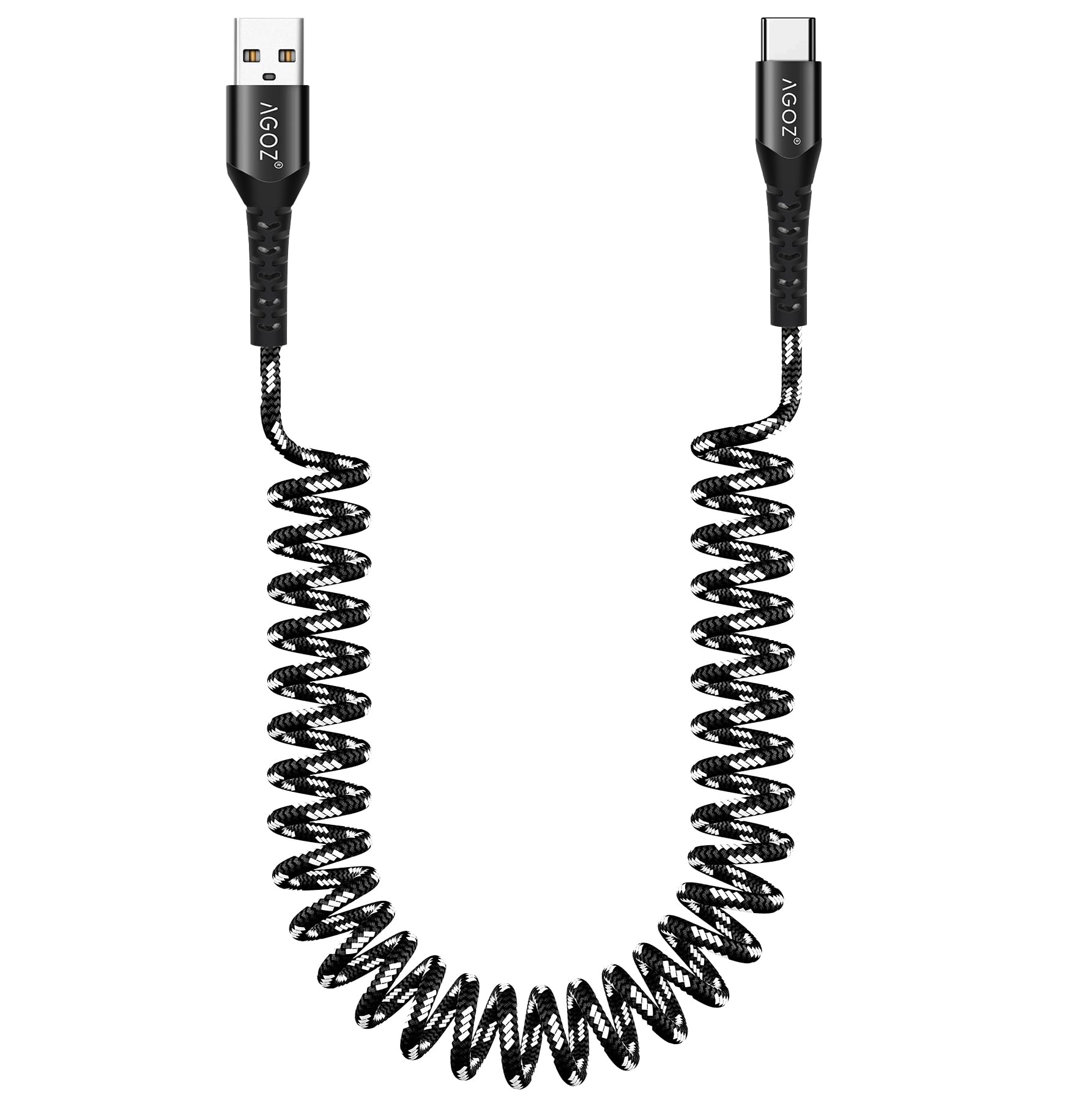 AGOZ Braided Type C Fast Charger Data Sync Cable for ZTE Grand X MAX 2 Z988, Grand X 4 Z956 Z957, ZMAX PRO Z981, ZMAX Champ Z917VL, ZMAX Grand LTE Z916BL,Axon M Z999, Blade Z MAX Z982 (Coiled)