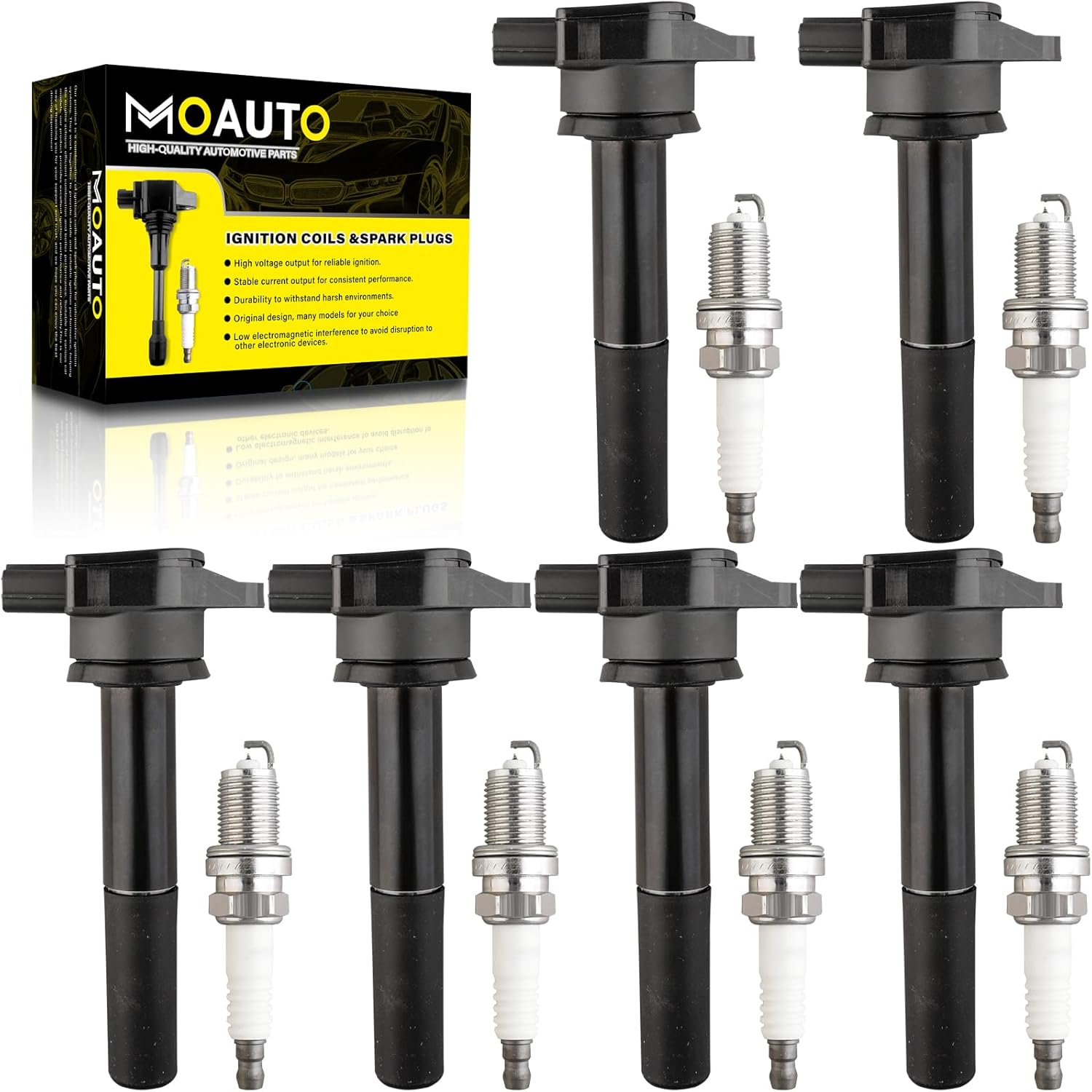 Set of 6 Ignition Coils Pack UF354 12137599219 & 6 PCS Iridium Spark Plugs Compatible with BMW E46 E39 330ci 328i 525i 528i 330i 323i 325i 325ci 325xi 530i Z3 X5 M3 Z8 Land Rover Range Rover