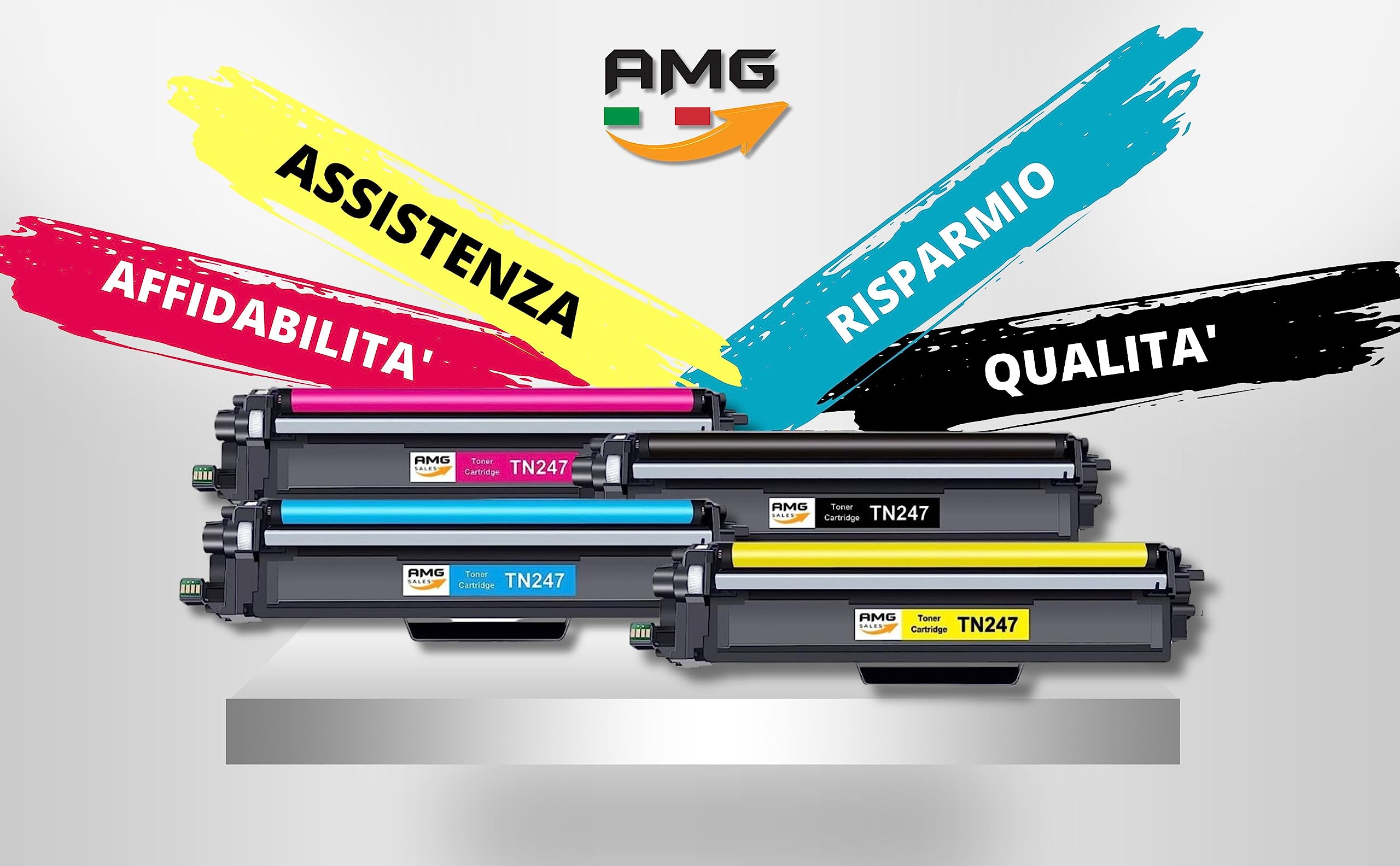 Cartuccia toner TN247 TN243CMYK Compatibile per Brother TN-243 Multipack TN-243CMYK DCP-L3550CDW MFC-L3730CDN MFC-L3750CDW HL-L3210CW HL-L3230CDW (Nero,Ciano,Giallo,Magenta confezione da 4)