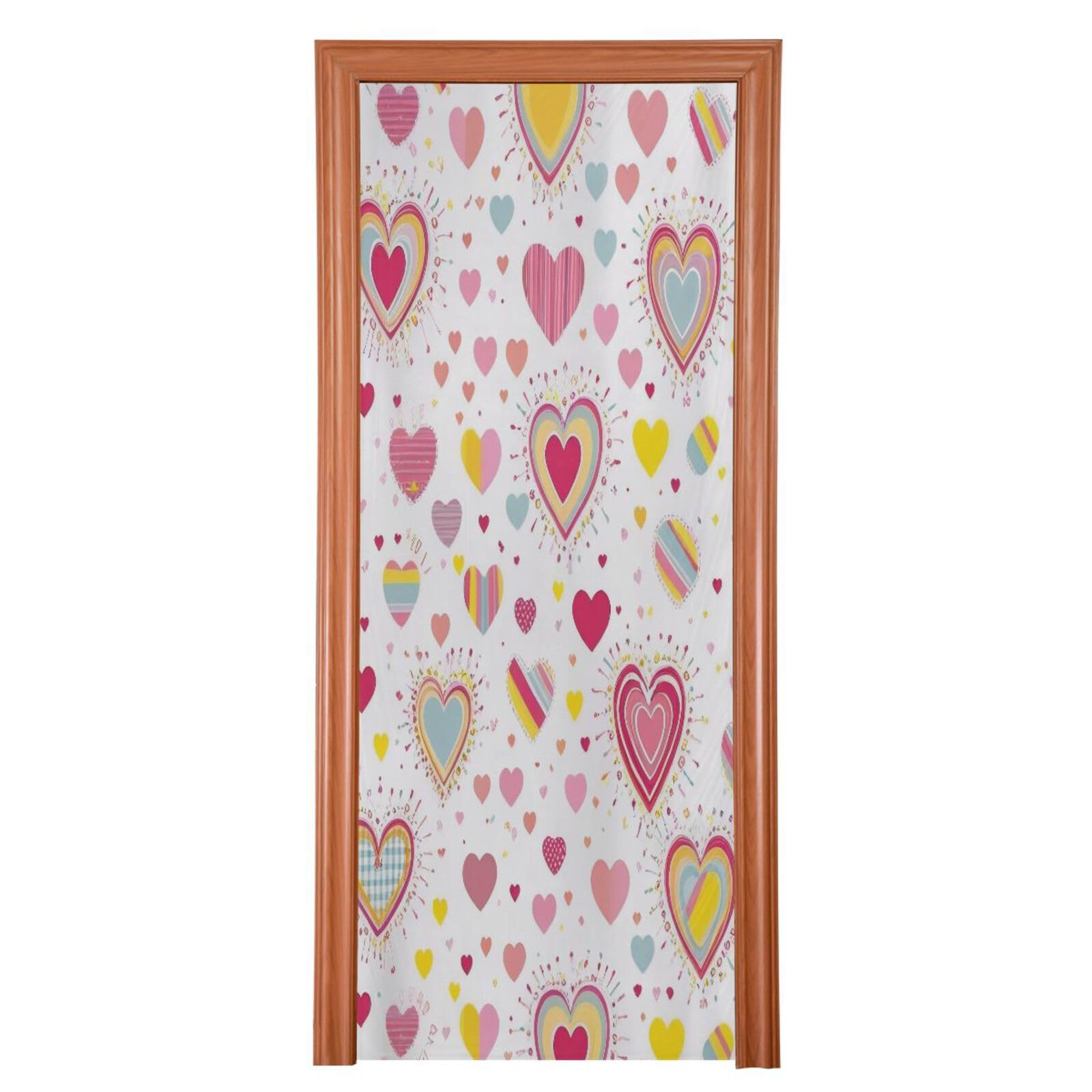 FLildon Rainbow Color Hearts Valentine's Day Door Cover Decoration, Party Accessory Porch Decor for Festive Ornament Room Door Covers 32 x 79 Inch