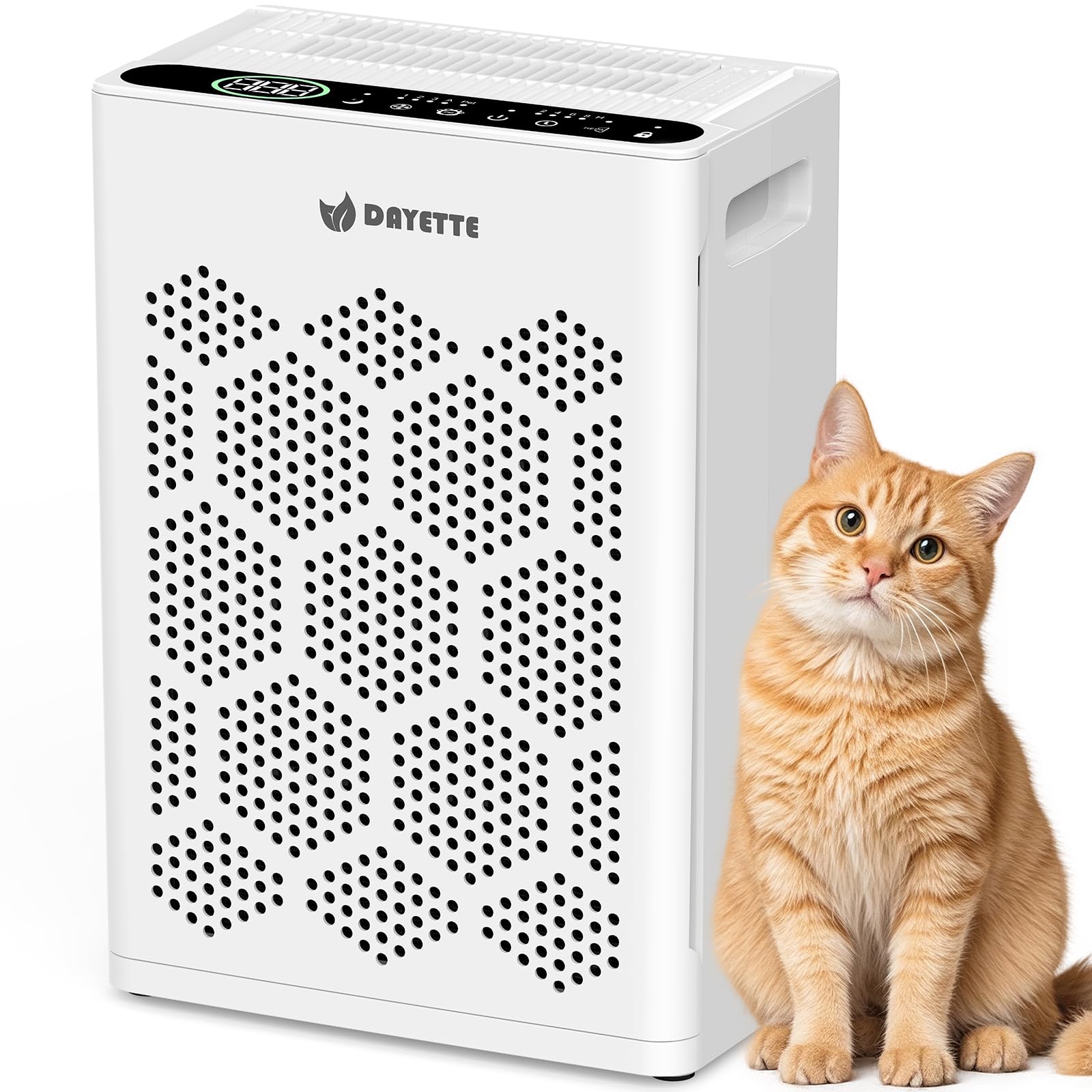 DAYETTE Air Purifiers for Home Large Room Up to 1800 Ft² with HEPA 14 Filter, Pet Air Purifier with Washable Prefilter for Bedroom with Fragrance, Air Cleaner for Smoke Dust Pets Hair Odor, WhiteBlack