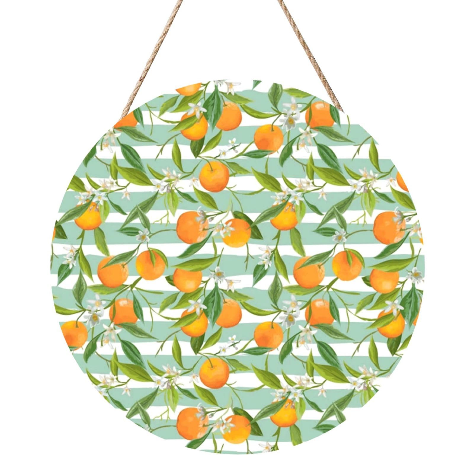 InOmak Oranges Citrus Pattern, Round Wood Panel Painting 12 in, Wall Hanging Painting For Home