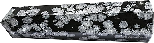 Miniatura 2 de Torres de cristal de obsidiana de copo de nieve  Obelisco de punto de cristal curativo natural para curación de Reiki y cuadrícula de cristal (2 a 3