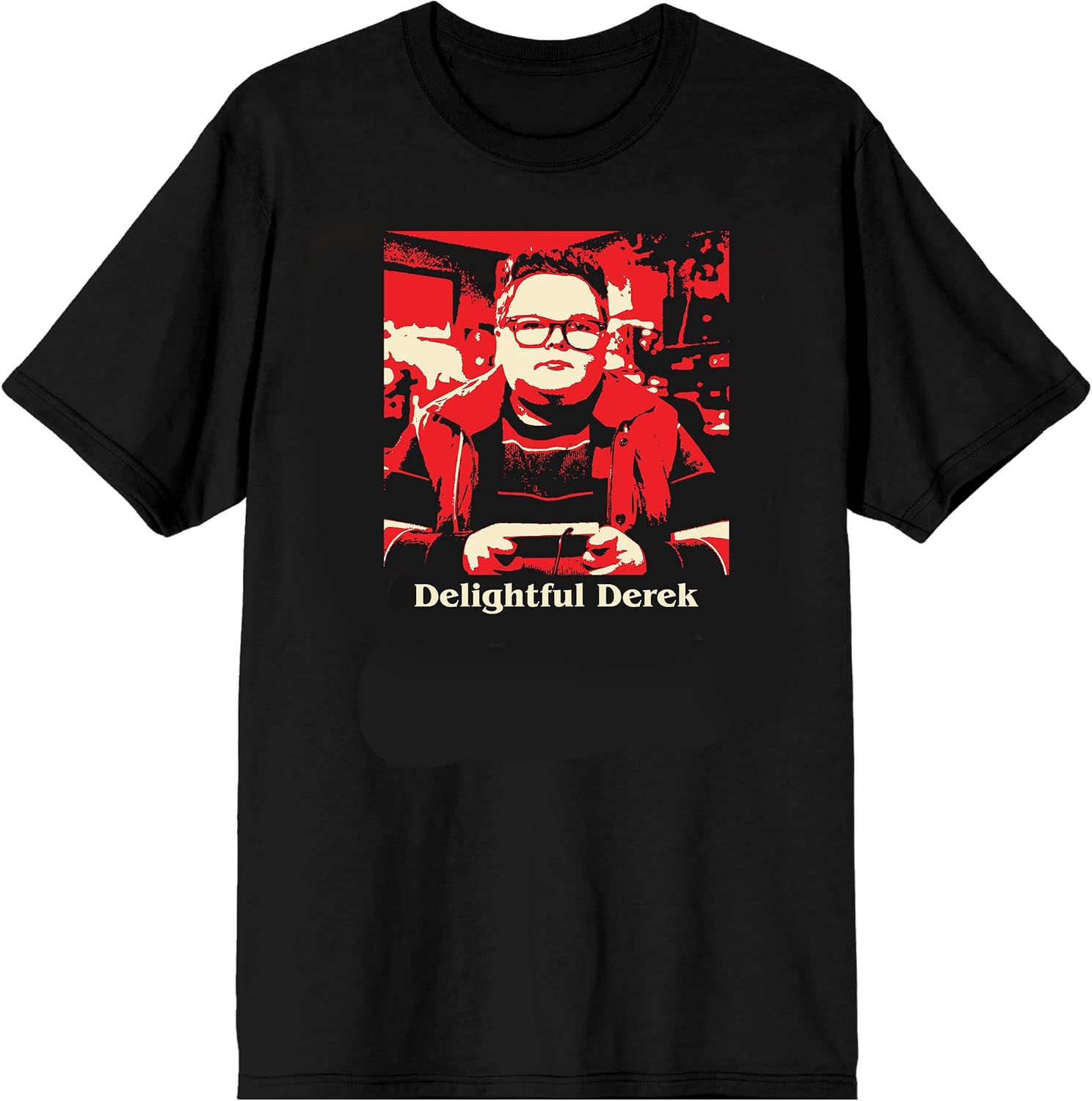 Stranger Things 5 Delightful Derek Adult Black Crew Neck Short Sleeve T-Shirt