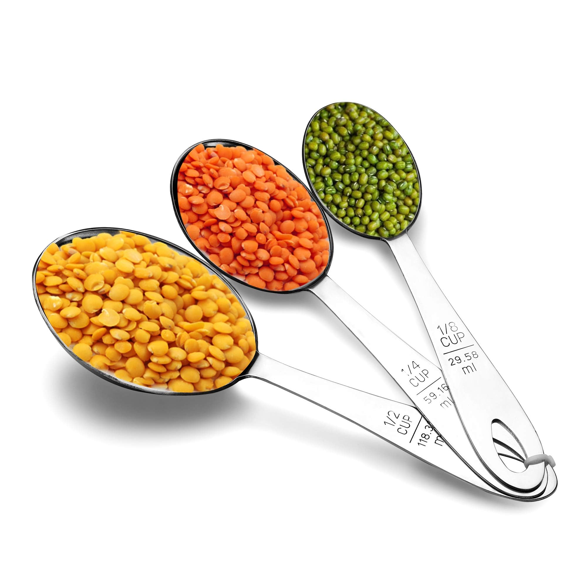 STEREN IMPEX | Stainless Steel Measuring Cup Set of 3 pcs | for Dry or Liquid/Kitchen Gadgets for Cooking & Baking Cakes/Measuring Cup Set with Handles (1/2,1/4&1/8 Cup) 1