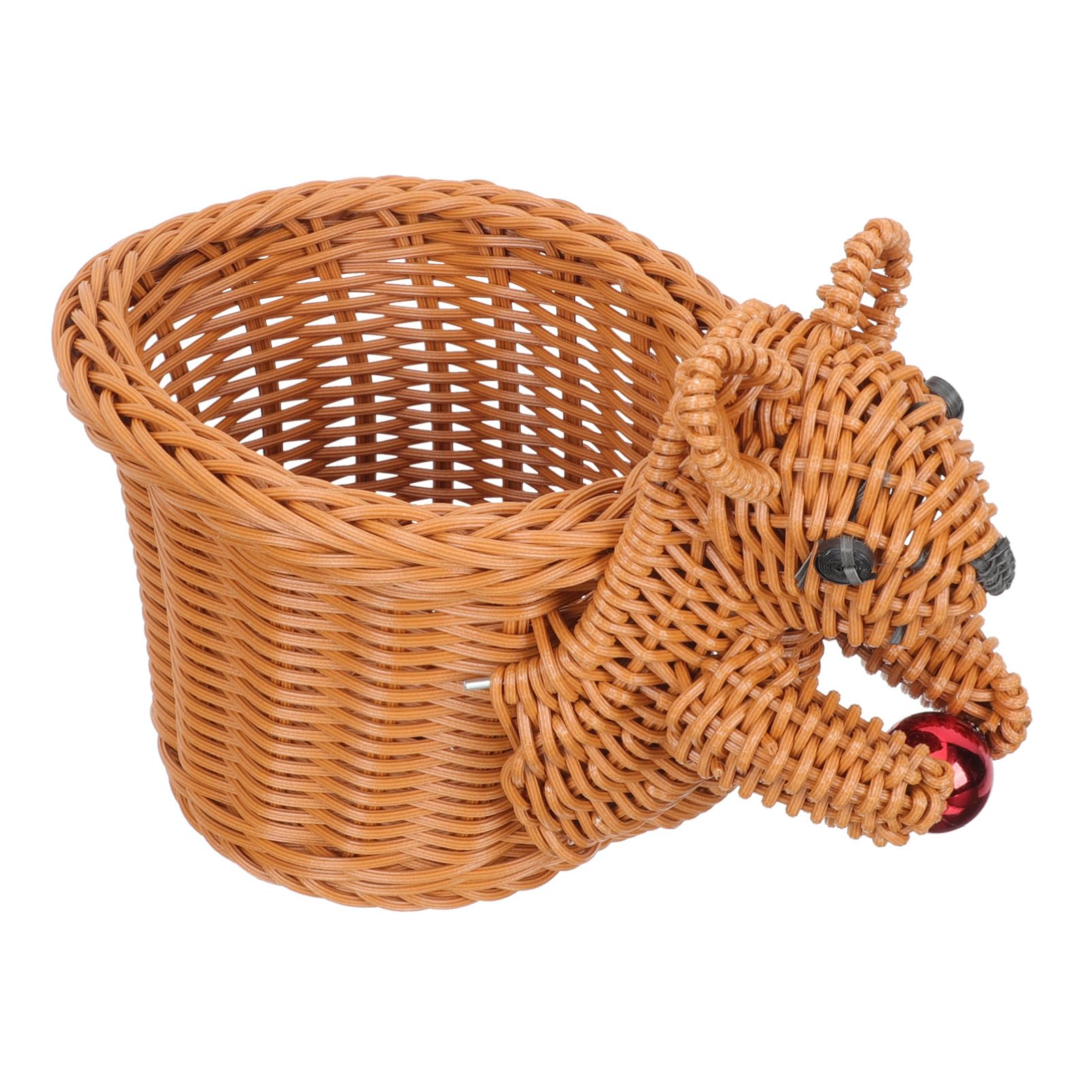 SOLUSTRE Creative Squirrel Shaped Food Basket Handwoven Imitation Rattan Storage Container for Home for Snacks and Fruits Elegant Design for Table Decoration