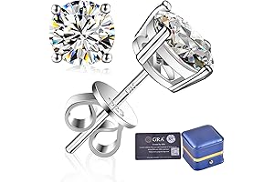GRA 925 Sterling Silver 2.0CT D Color Moissanite Stud Earrings