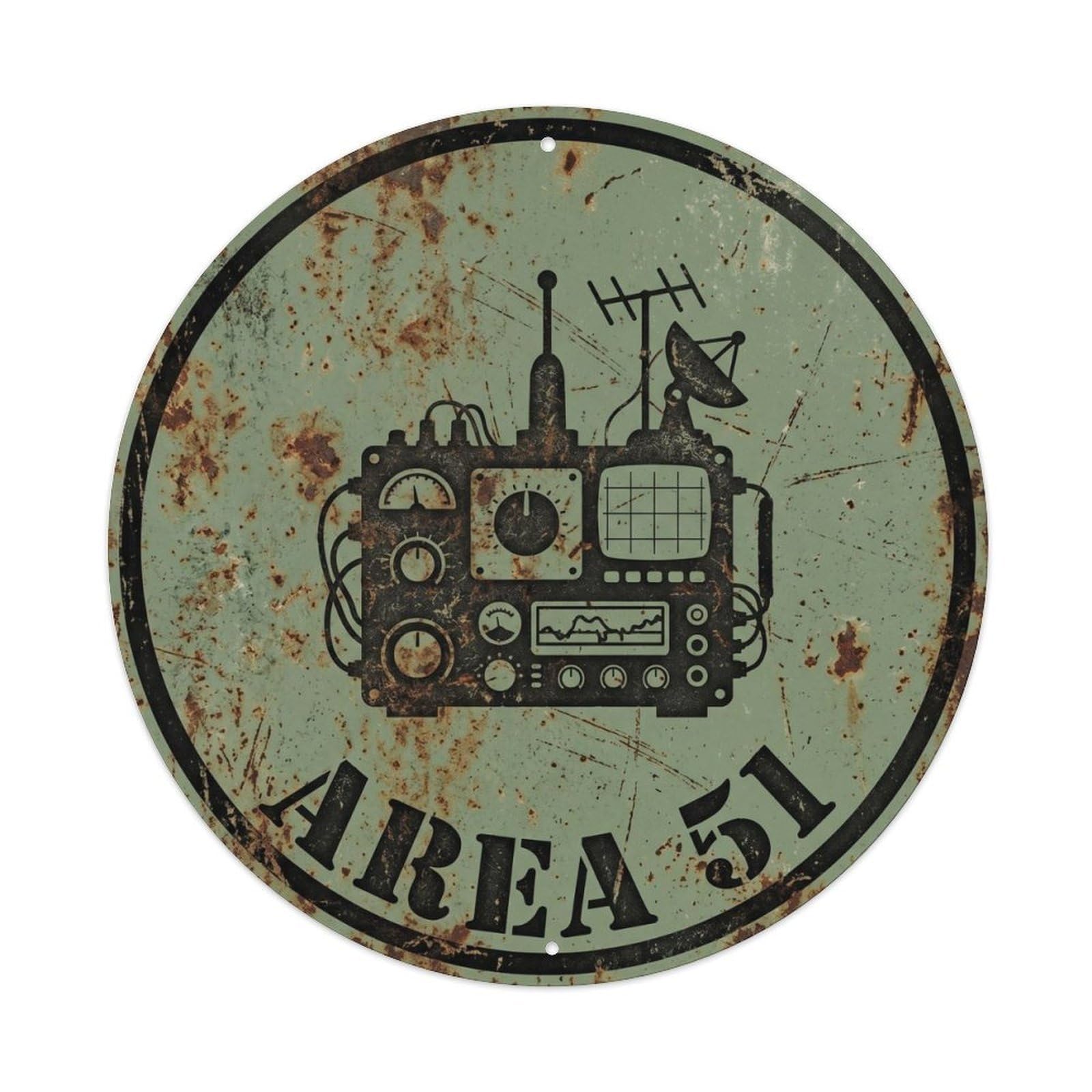 Cwbufd Vintage Style Alien Area 51 Alien Analyzer Vintage Metal Tin Sign Plaque Wall Decor For Cafe, Club Bar, Office, Garden Metal Poster 8X8inch