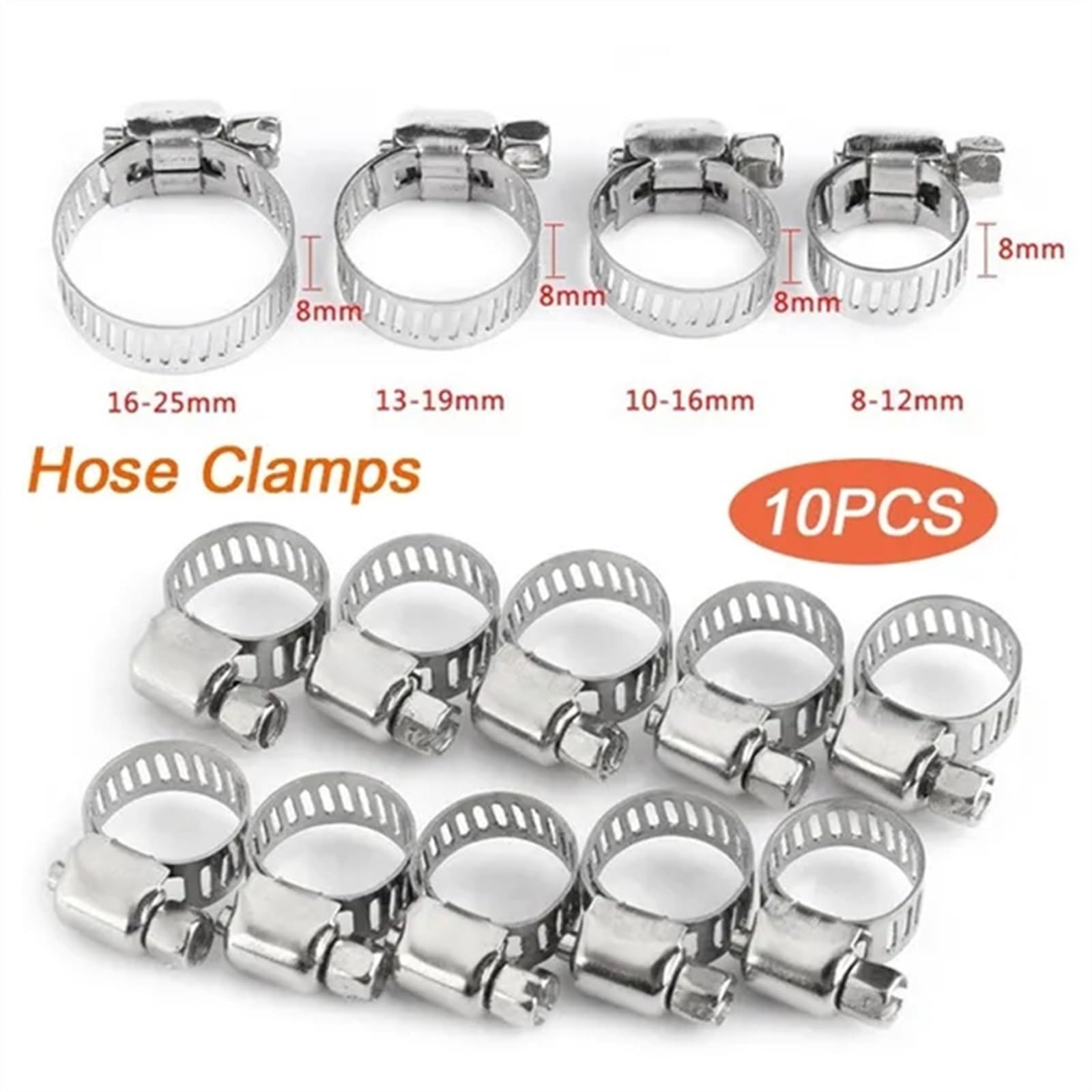 Lot De 10 Colliers De Serrage Acier Ressort 13 Mm (diamètre Tube) - Noir - Marque Uxcell - Neuf