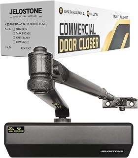 Medium/Heavy Duty, Commercial Door Closer D4000, ANSI Grade 1, UL 3 Hour Fire Rated, ADA Compliant, Adjustable Spring Size 1-6 for Doors (44-330lb, 30-60 in), Indoor/Outdoor (Dark Bronze)