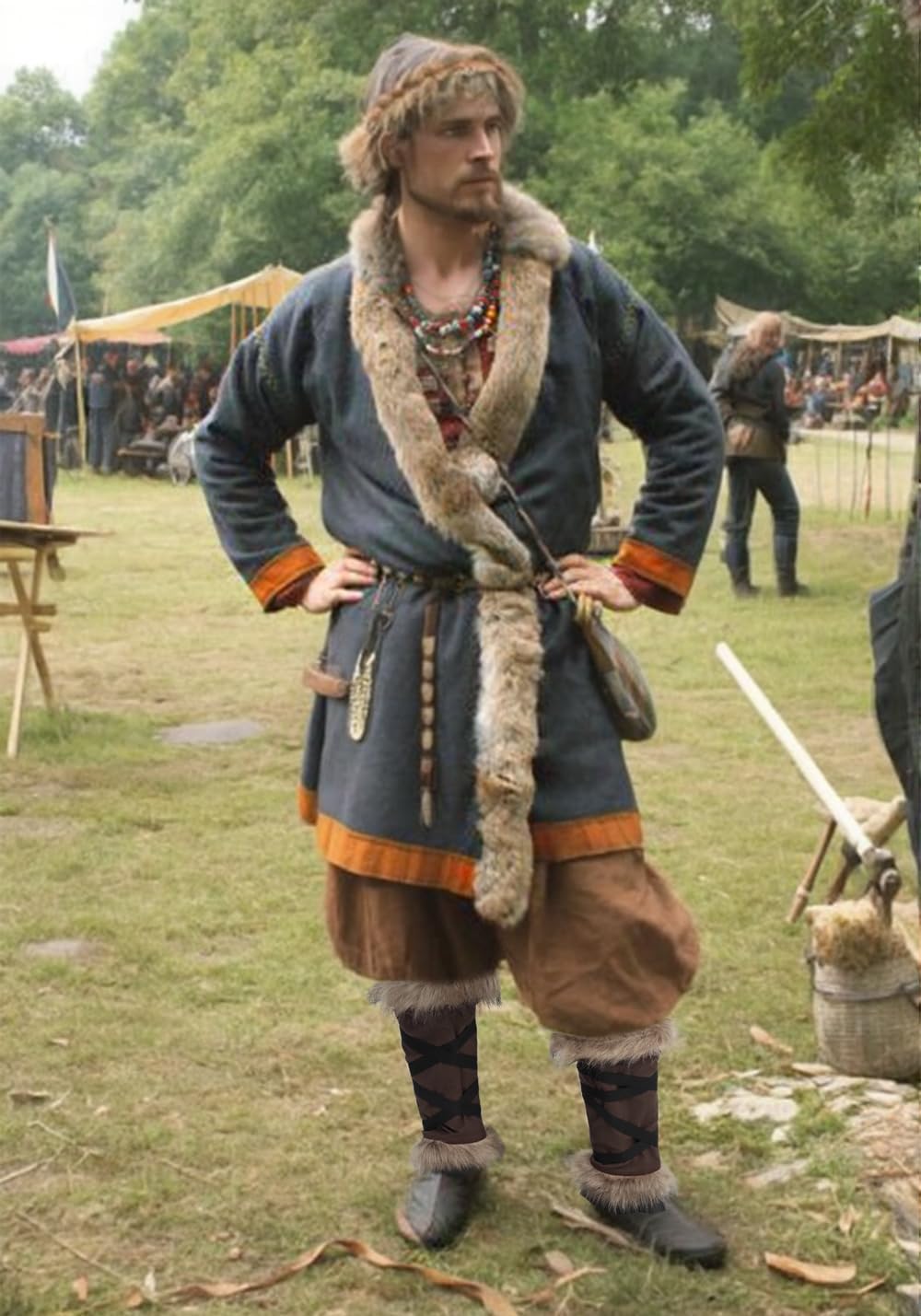 DAZCOS Medieval Fur Leg Wraps for Men Women Renaissance Fuzzy Boot Cover LARP Costume Accessories - Image 7