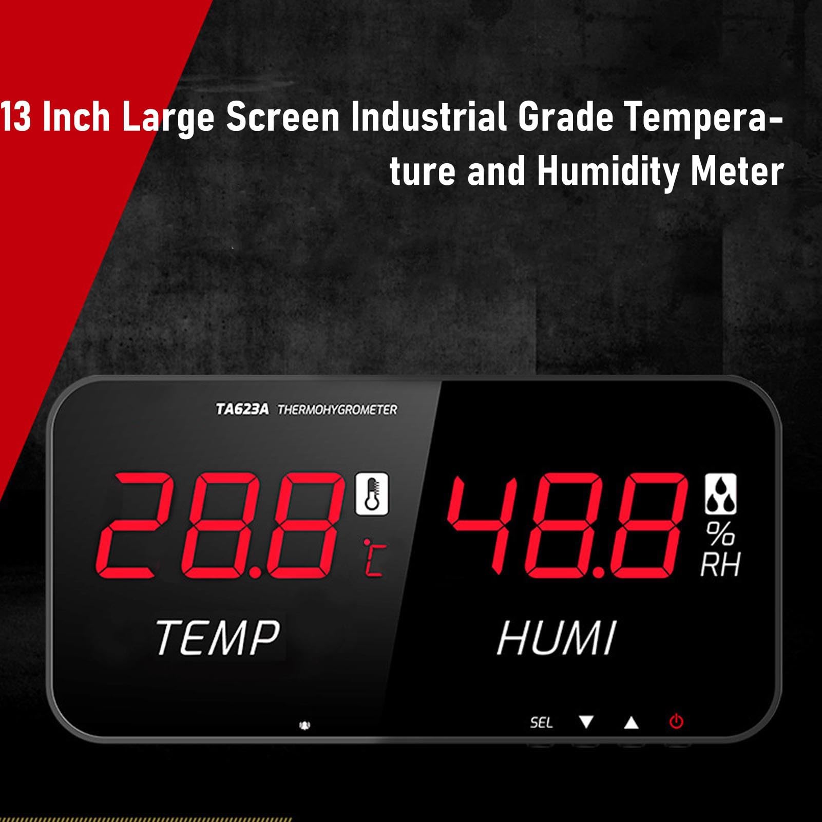 Misuratore di Temperatura e umidità con Sonda Esterna 5 M, Termometro Igrometro Digitale con Display a LED, Sensore Ad Alta Precisione -20°C a 80°C per Uso in Serra,