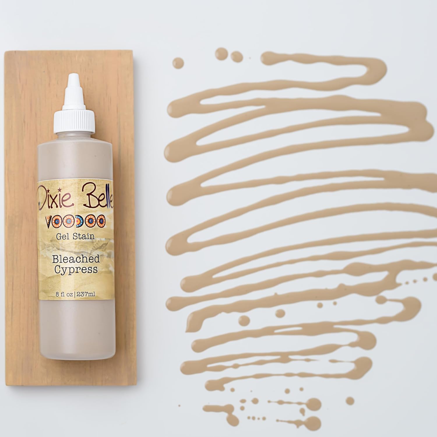 Dixie Belle Voodoo Gel Stain - Bleached Cypress (8oz) - Water-Based Stain for Wood Projects - DIY Wood Stain + Grain Enhancer