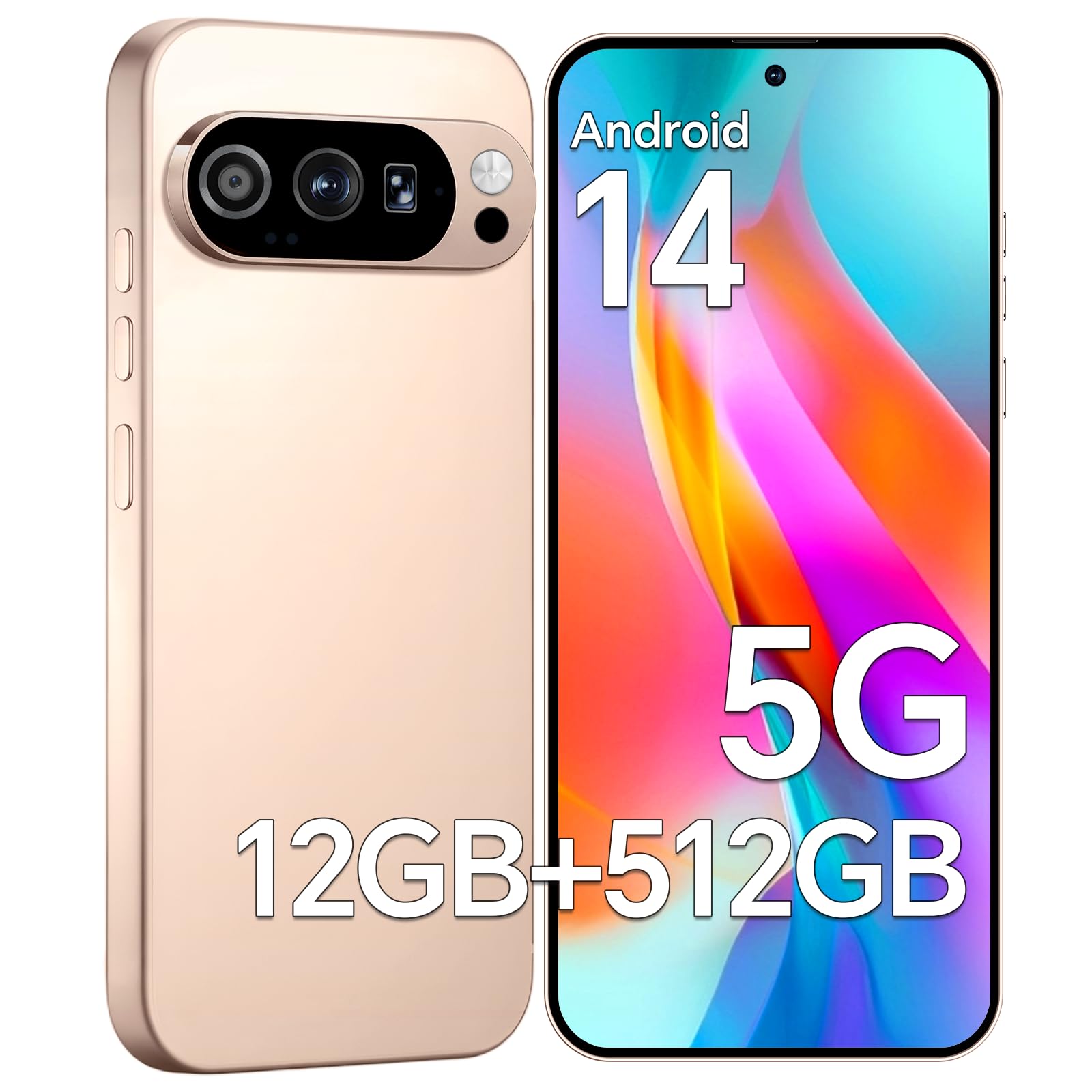 P24 Ultra Unlocked Phones, 12GB+512GB Smartphone, 5G Android 14 Phone with 108MP+48MP Camera, Snapdragon 888, 6.8" Full HD+ OLED Screen, 5000mAh Battery, Dual SIM, GPS (Black)
