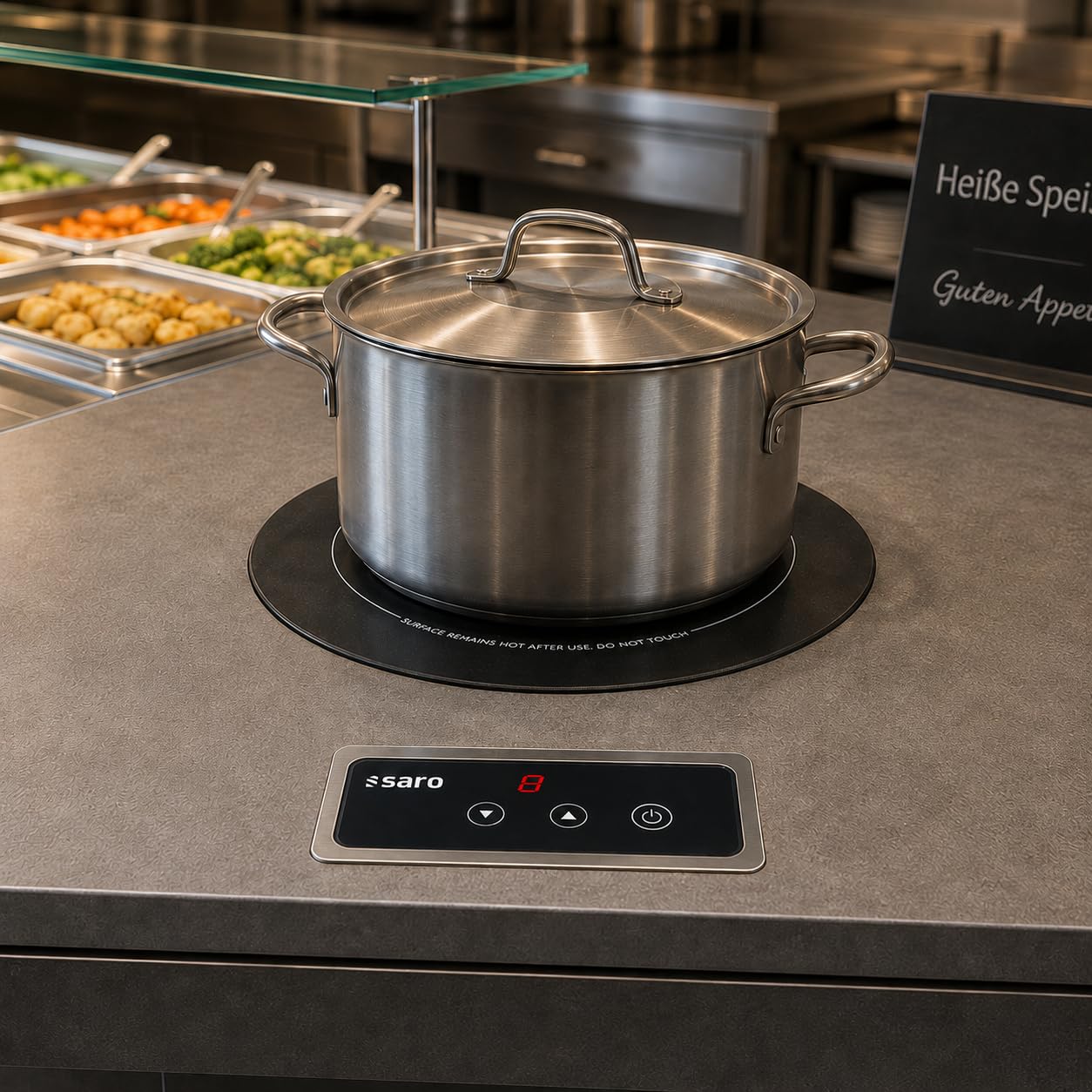 Saro - Eva Plaque à Induction Encastrable, pour Casseroles jusqu'à Ø 200 mm, Écran Tactile, 9 Niveaux de Température, Affichage LED, Plage de Température de 60 à 100 °C, 1 kW
