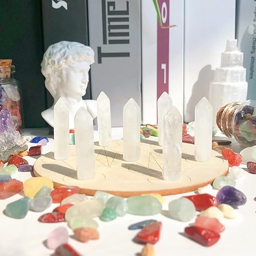 Miniatura 2 de Juego de 10 piedras de cristal curativo natural de cuarzo transparente, piedras preciosas pulidas de bolsillo con pulido, puntos hexagonales a