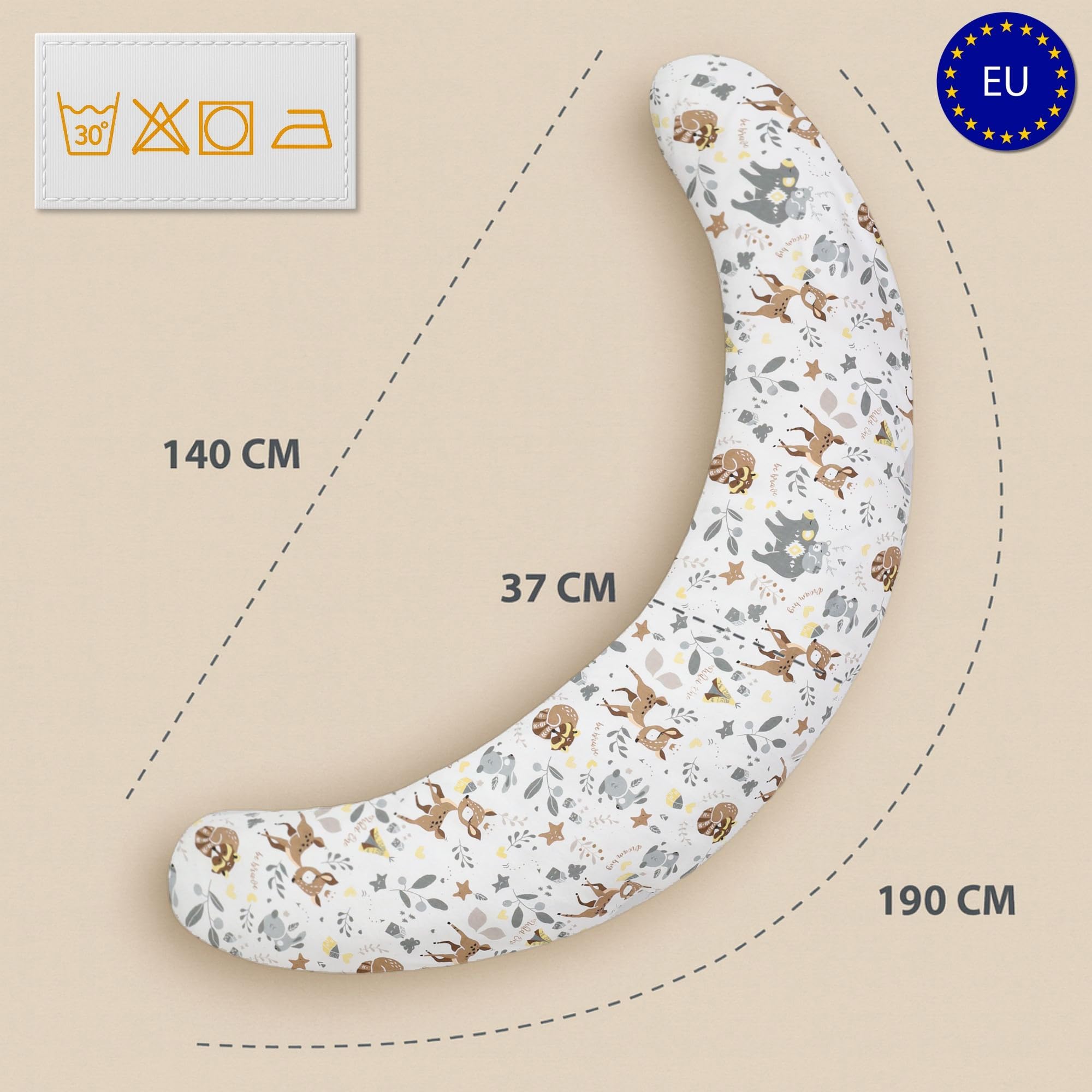 Totsy Baby Cuscino allattamento e gravidanza 190cm – Guanciale laterale corpo per dormire sul fianco Supporto perfetto per il riposo e il relax Ideale per maternità e futuro mamme Forma a C Oeko-Tex