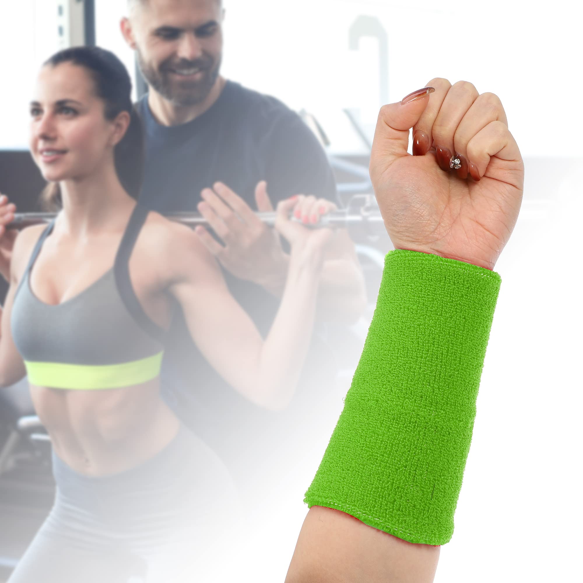 Bandes Poignet VOCOSTE 1 Paire – Anti-transpiration Coton Éponge Latex 8x15cm – Sport Running Fitness