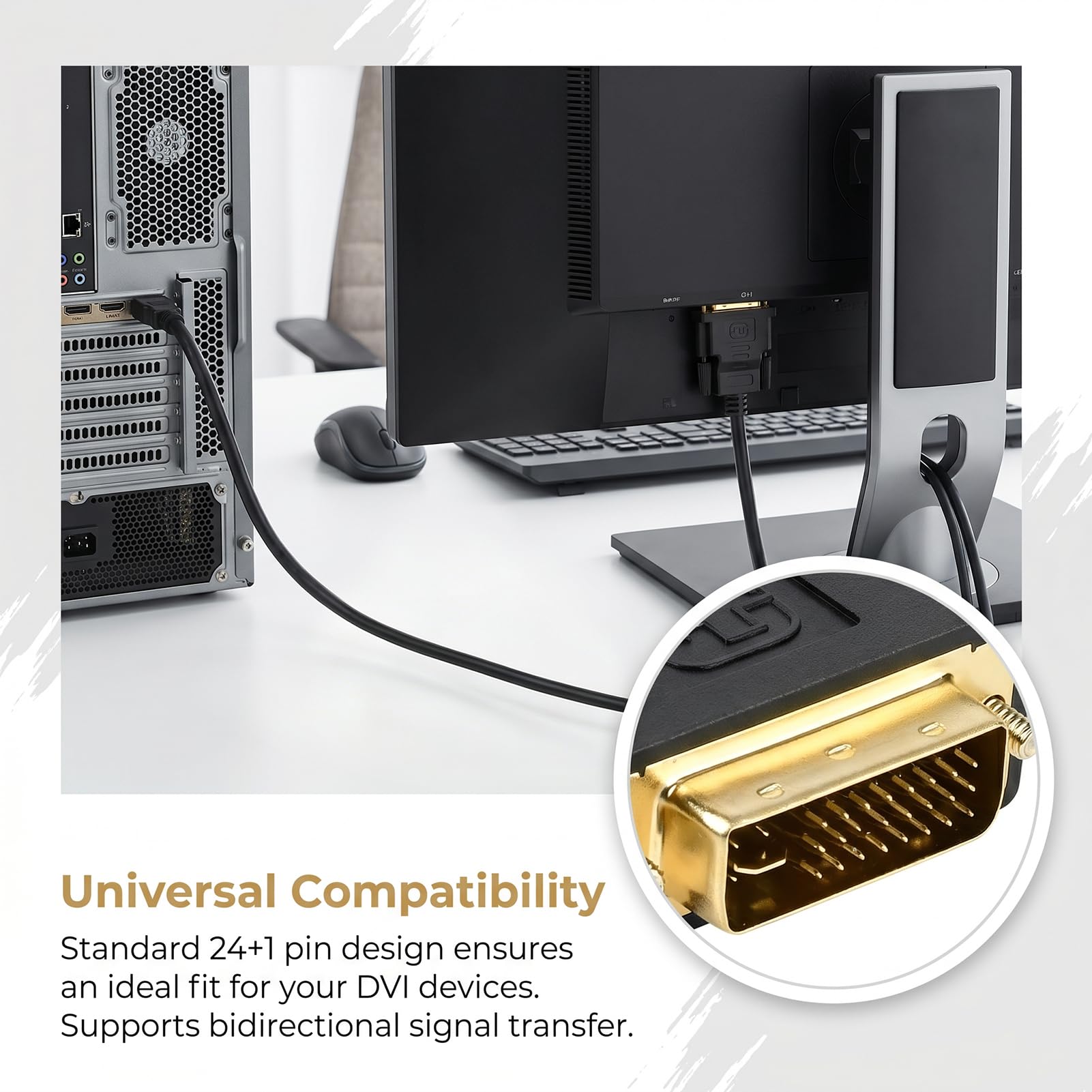 Adaptateur DVI vers HDMI 24+1, DVI-D mâle à femelle, contacts plaqués or pour PC, moniteurs, TV