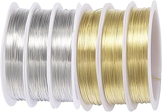 アクセサリーワイヤー 6巻セット 線径0.3mm 0.5mm 0.8mm 銅線 細め 光沢感 ワイヤークラフト DIY手芸素材 ジュエリー作 ビーズ製作 ゴールド シルバー 線径0.3mm 0.5mm 0.8mm