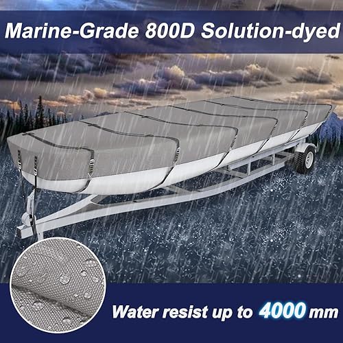 Miniatura 5 de Jon Boat de grado marino 800D, resistente a la decoloración y al desgarro, resistente al agua y protección UV, con correas de hebilla de metal