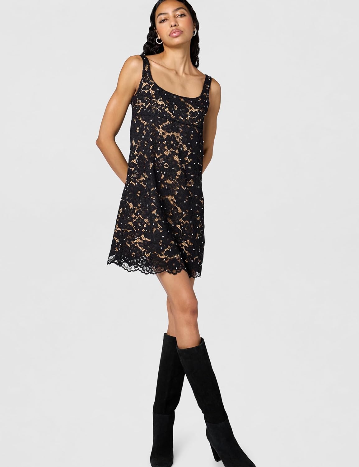 Michael Kors Womens Lace Square Neck Mini Dress - Image 2