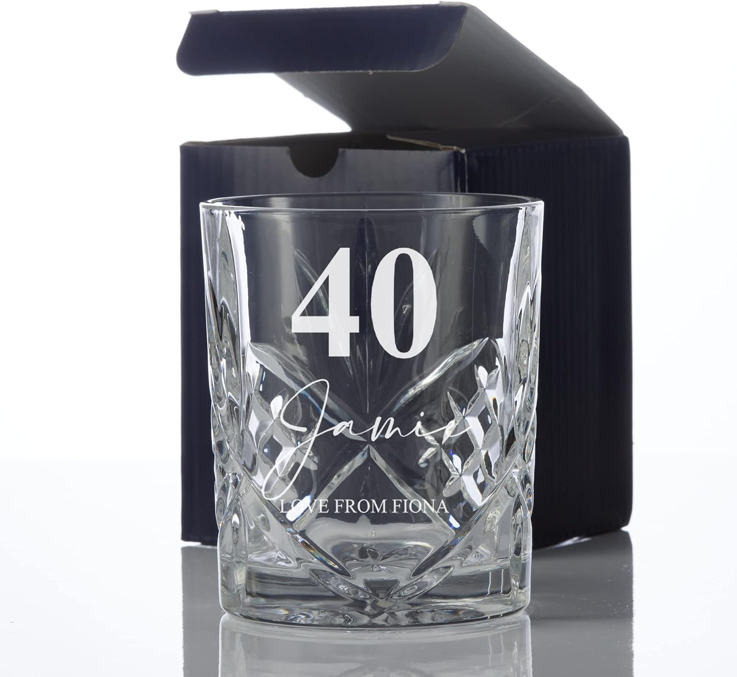 Engraved Personalised 40th Birthday Crystal Cut