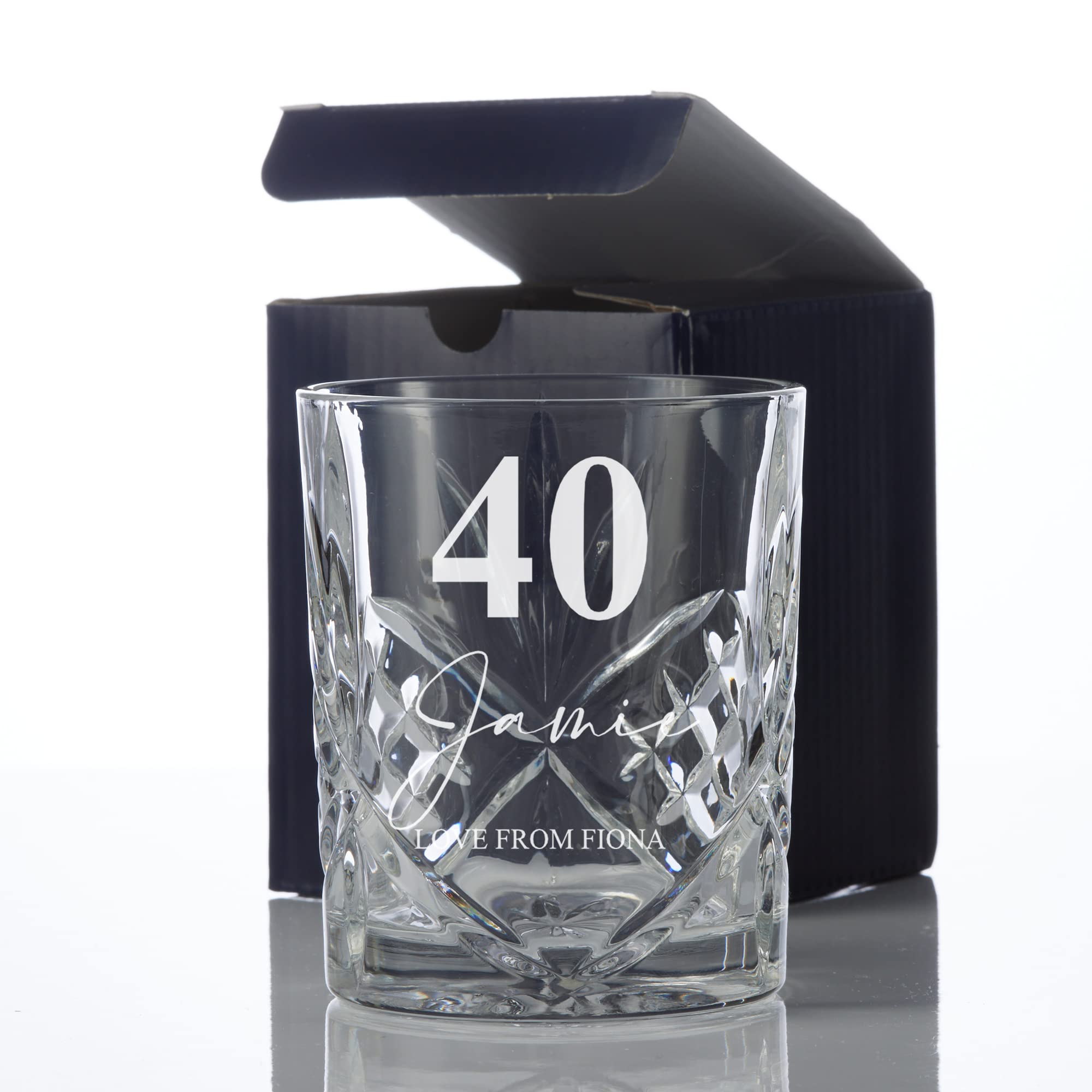 ukgiftstoreonline Engraved Personalised 40th Birthday Crystal Cut Whiskey Glass