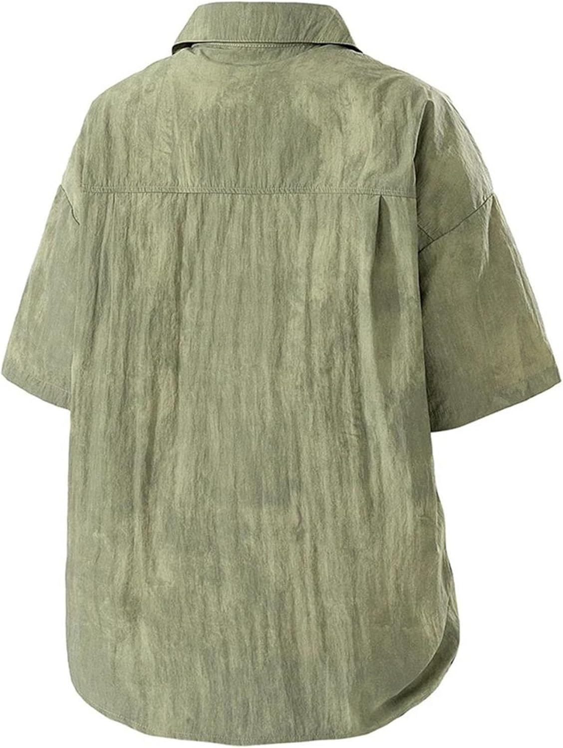 Men's Lightweight Fishing Plus Size Cargo Shirt Short Sleeve Button Business Work Top with Pockets