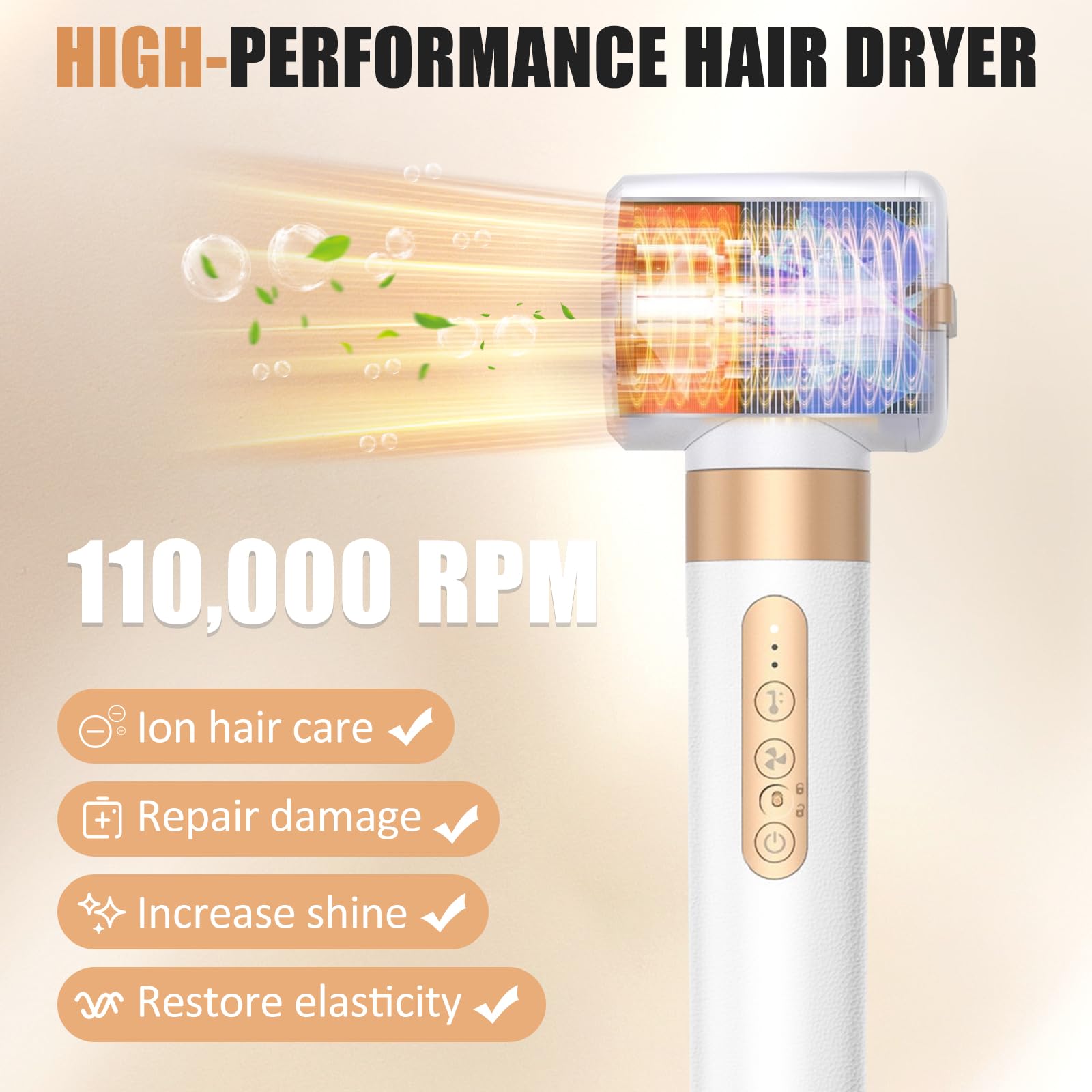 Brosse Soufflante 7 en 1, Air Styler avec Soufflantes, Diffuseur, Buse de Coiffage, Sèche-Cheveux à Ions Négatifs Haute Vitesse, Boucleur a Air, Hair Styler Set pour Sécher Boucler Lisser