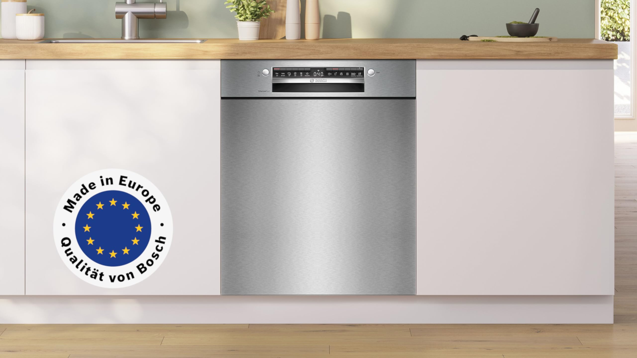 Bosch Serie 4 SMU4ETS08E Unterbau-Geschirrspüler 60 cm Edelstahl, leise, Programmassistent, automatische Türöffnung