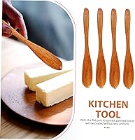 Vista 6 de Housoutil Juego de 4 cuchillos de mantequilla de madera, esparcidor de cuchillos de mantequilla de madera, esparcidores de mantequilla, cuchillo