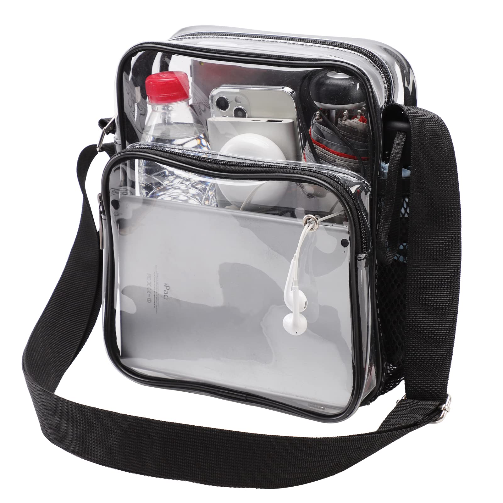 TINYAT Clear Sling Bag Men Stadium Approved Transparent Shoulder Bag for Women Crossbody Bag with Adjustable Strap,T560