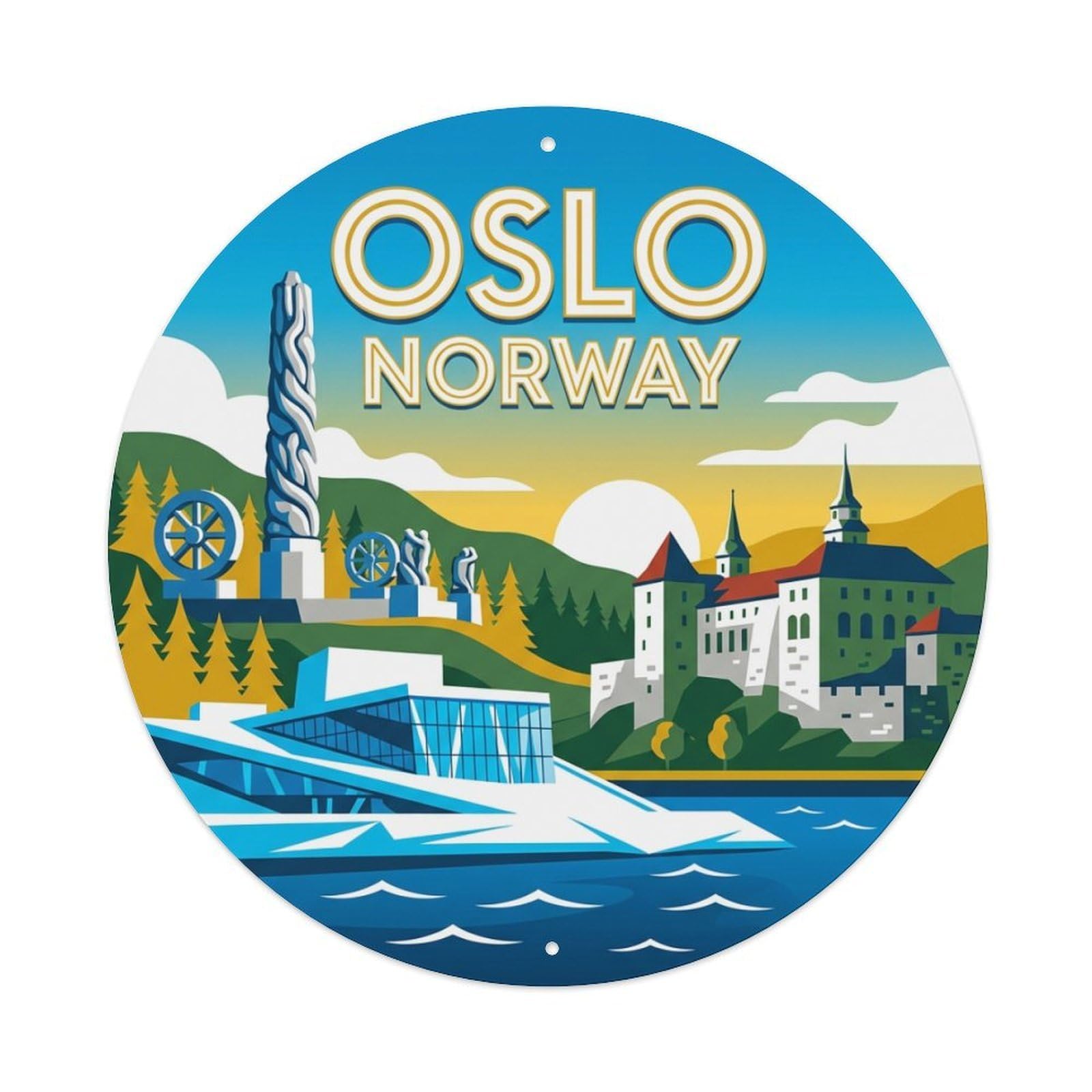 Galvaxio Style Vintage Travel Norway Oslo Metal Tin Sign