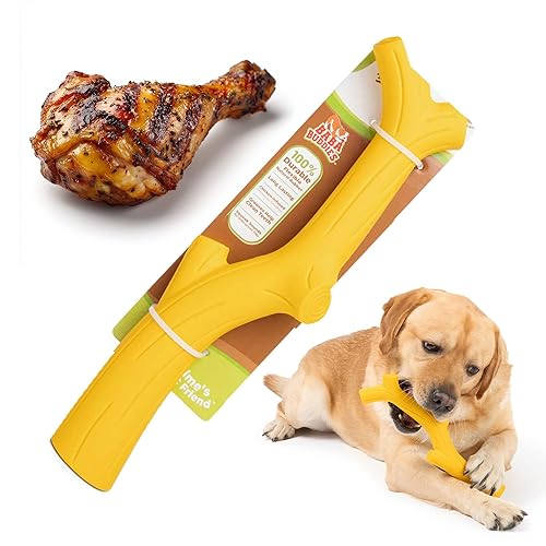 Yellow Chicken Flavored Rubber Dog Toy - 100% Natural Rubber