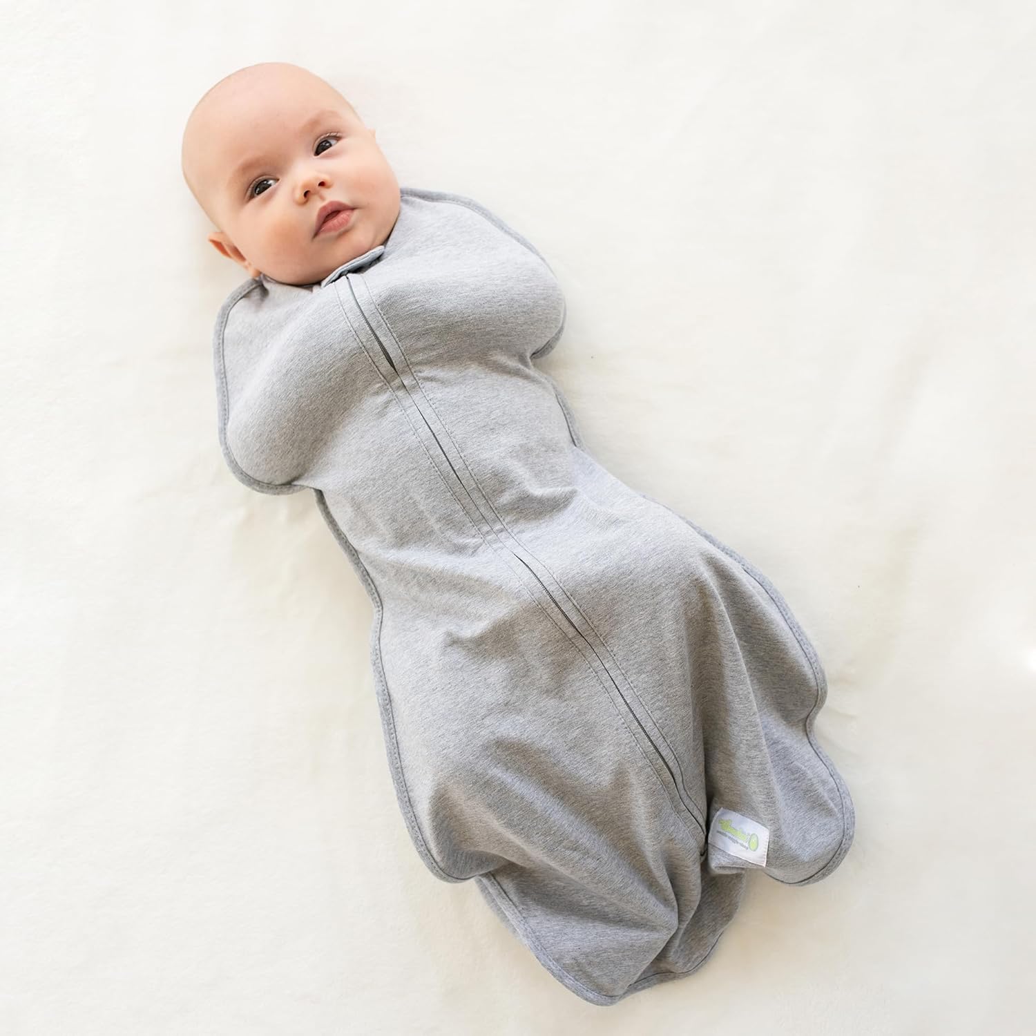 Woombie Original Baby Swaddling Blanket - Self-Soothing, Cotton Baby Swaddle with Zipper - Wearable Newborn Blanket, Twilight Heathered Gray, 5-13 lbs - Image 2