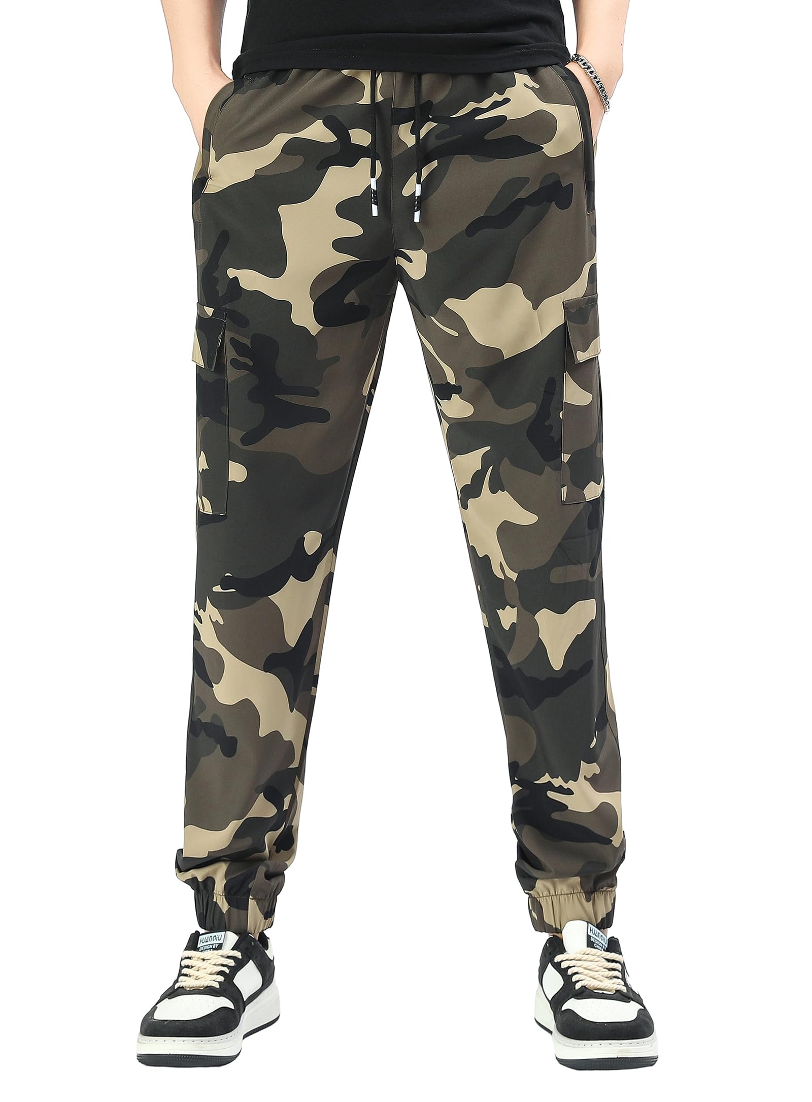 Boys Cargo Joggers Pants Outdoor Youth Quick Dry Hiking Pants Lightweight Athletic Pants with Zipper Pockets