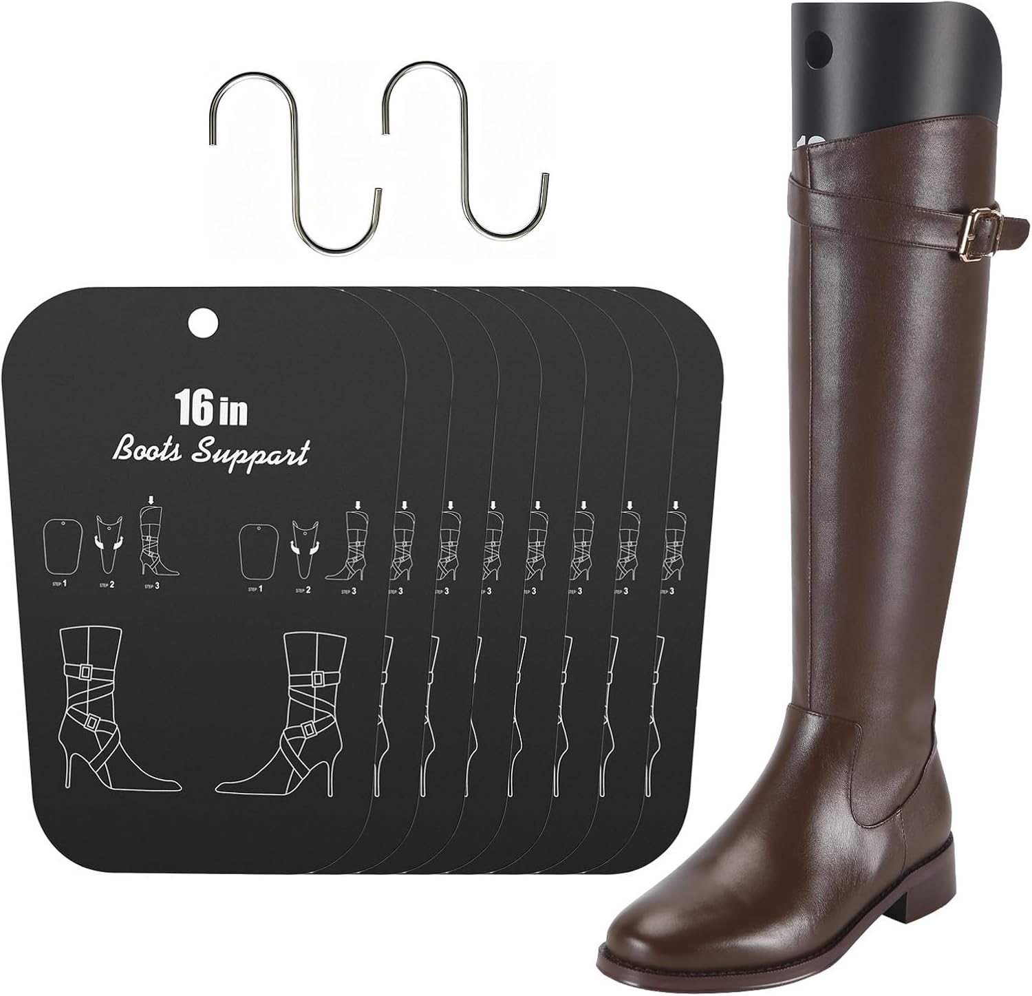 Tall Boot Shapers for Women & Men 16" Black 8 Sheets (4 Pairs)