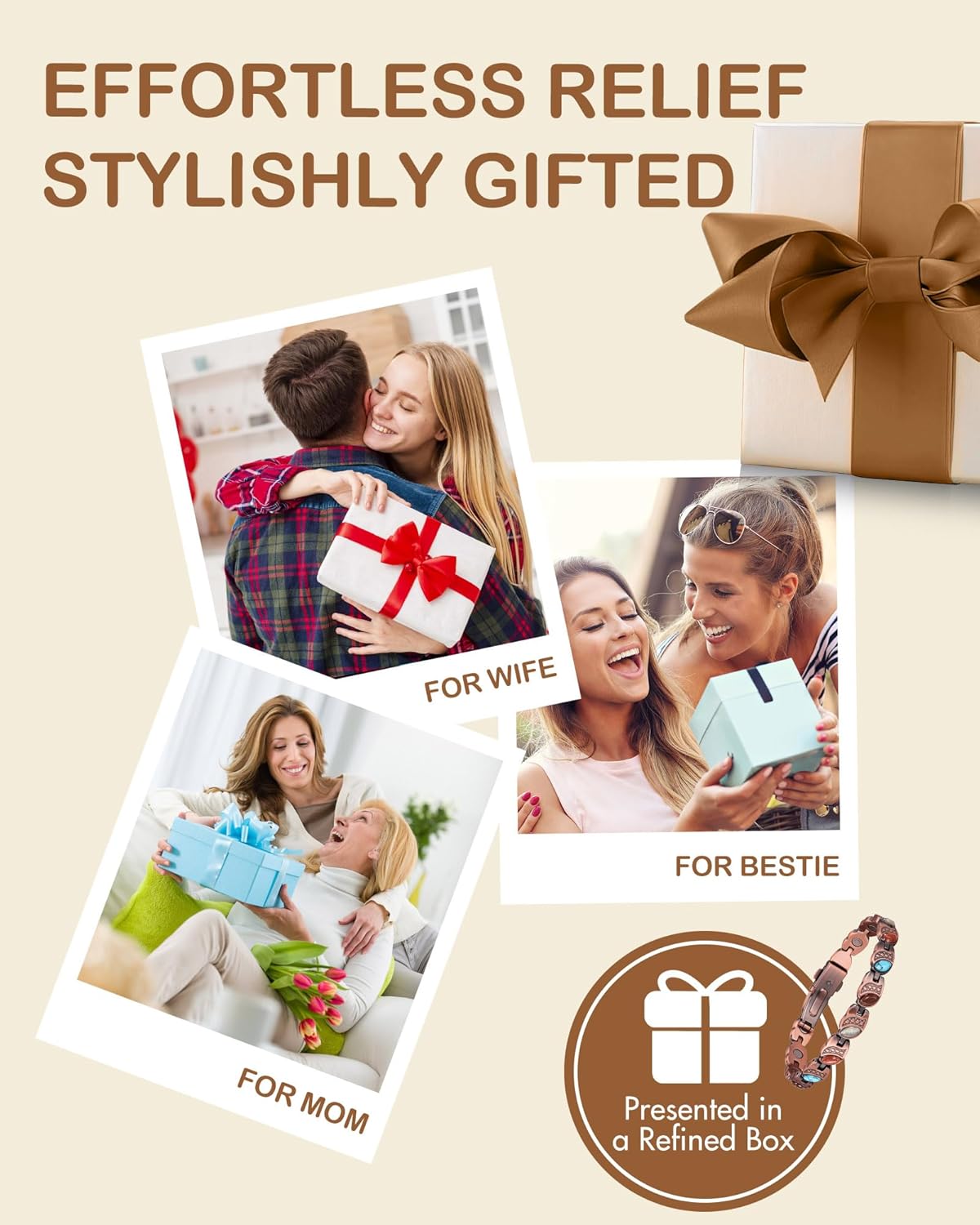 Feraco Pure Copper Bracelets for Women, Ultra Strength Magnetic Bracelet with 3800 Gauss Magnets & Natural Turquoise & Stones, Adjustable, Jewelry Gift - Image 9