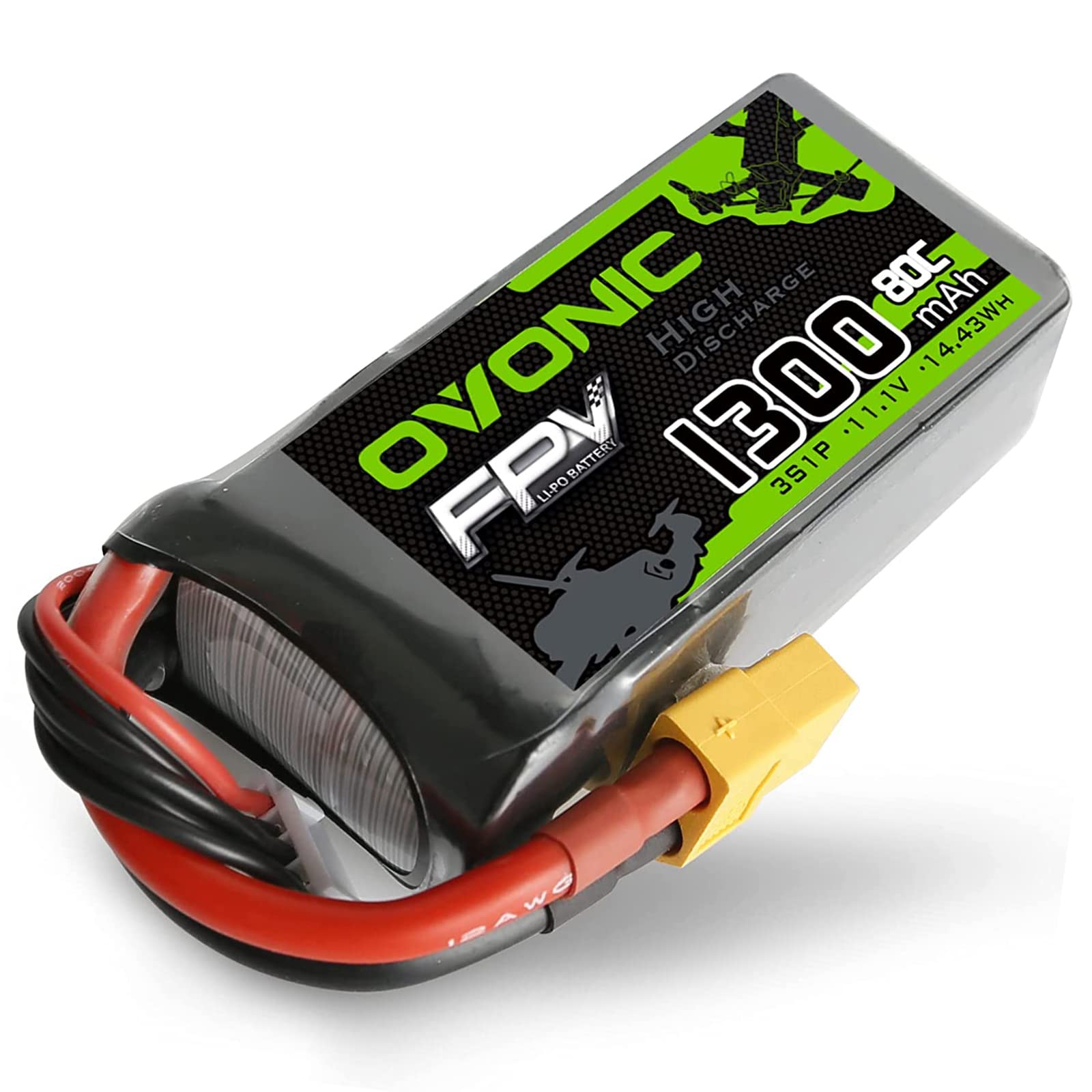 OVONIC 3S Lipo Battery 80C 1300mAh 11.1V Lipo Battery with XT60 Connector for RC FPV Racing Drone Quadcopter