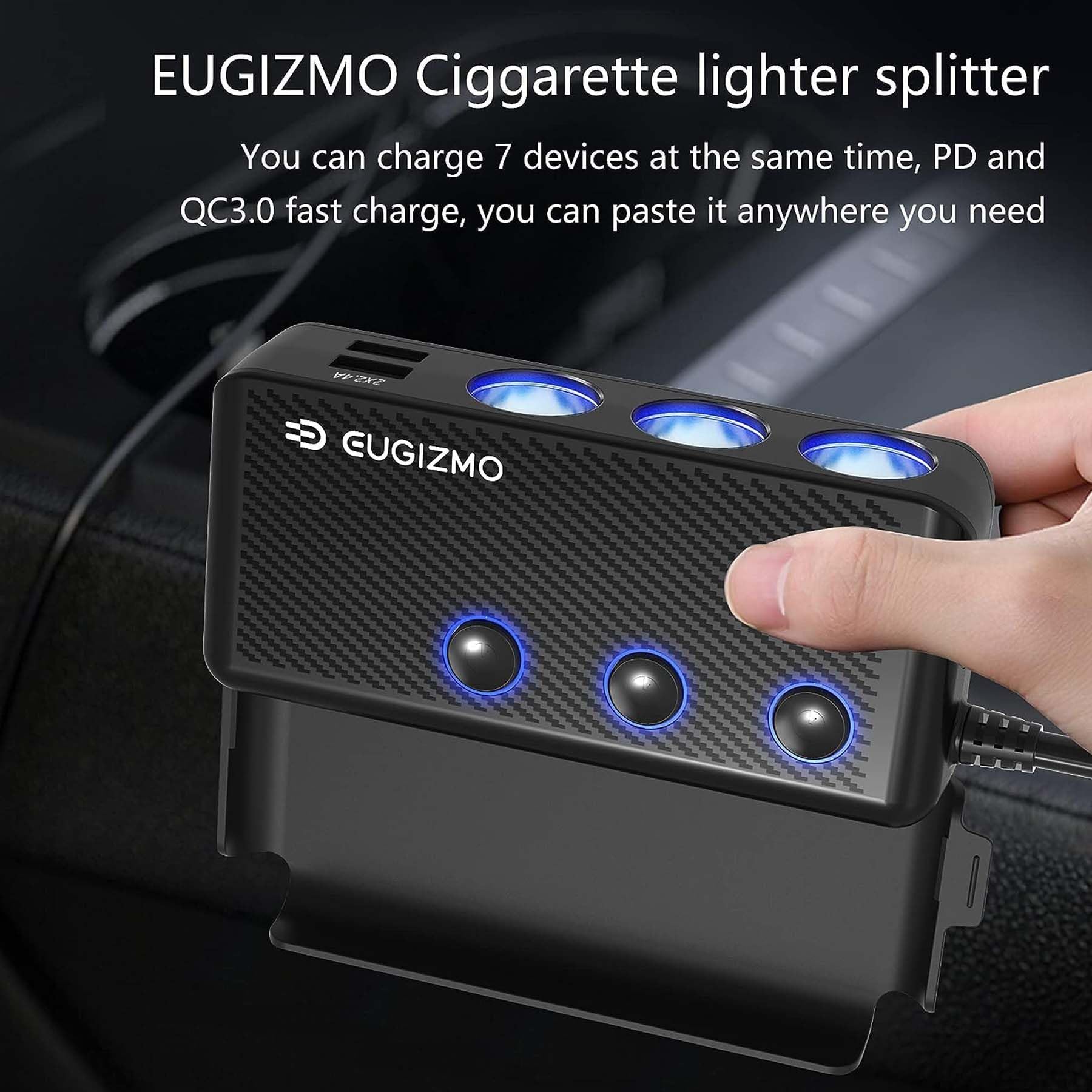 Zigarettenanzünder Adapter [2021 Upgraded] USB C Ladegerät 20W und Quick Charge 3.0 Auto Zigarettenanzünder Splitter 200W High Power 12V24V Auto Splitter mit 3 Steckdosen Auto Zigarettenanzünder