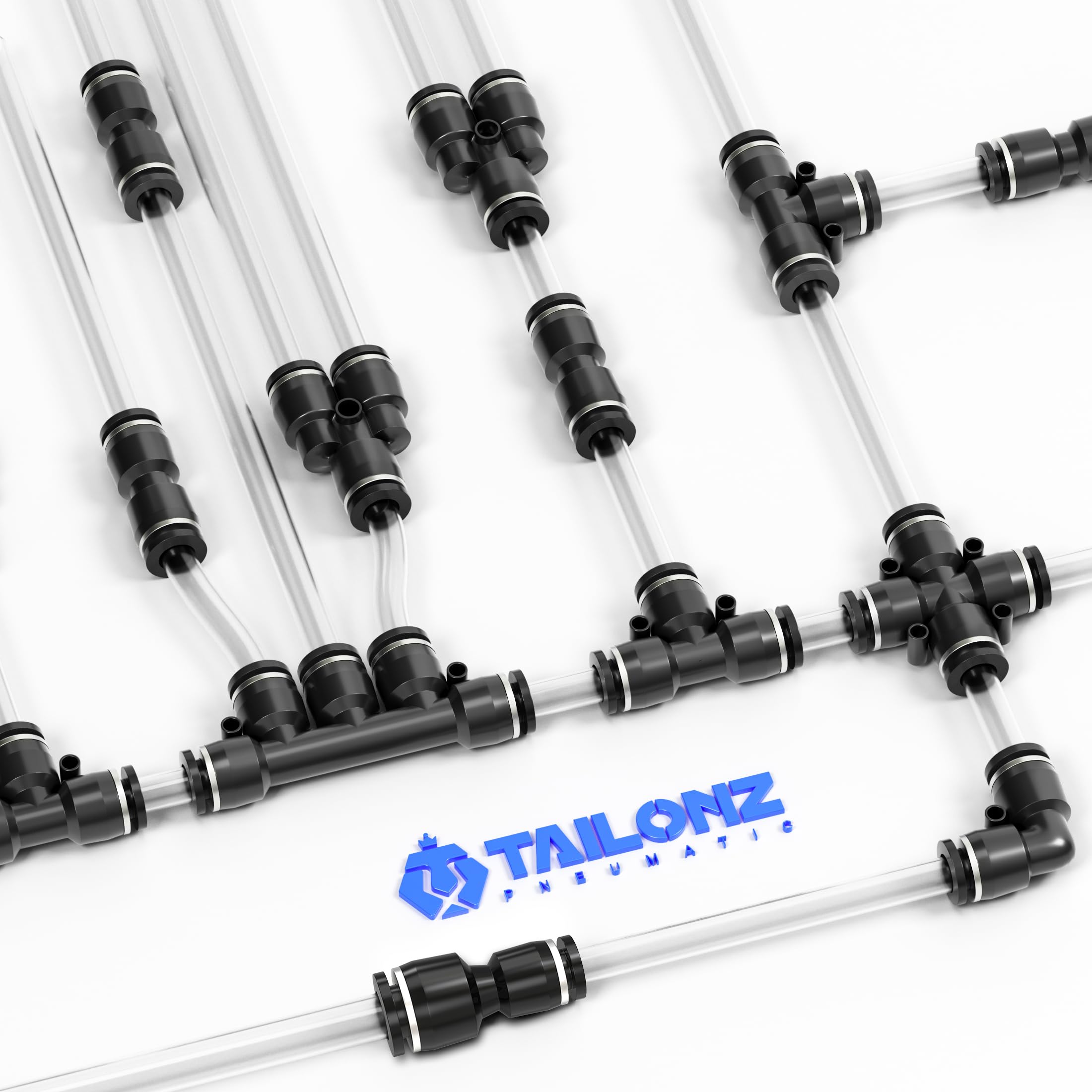 TAILONZ PNEUMATIC Riduzione diritta 12MM tubo OD x 8MM tubo OD tubo Raccordi a pressione PG12-8 (confezione da 10)