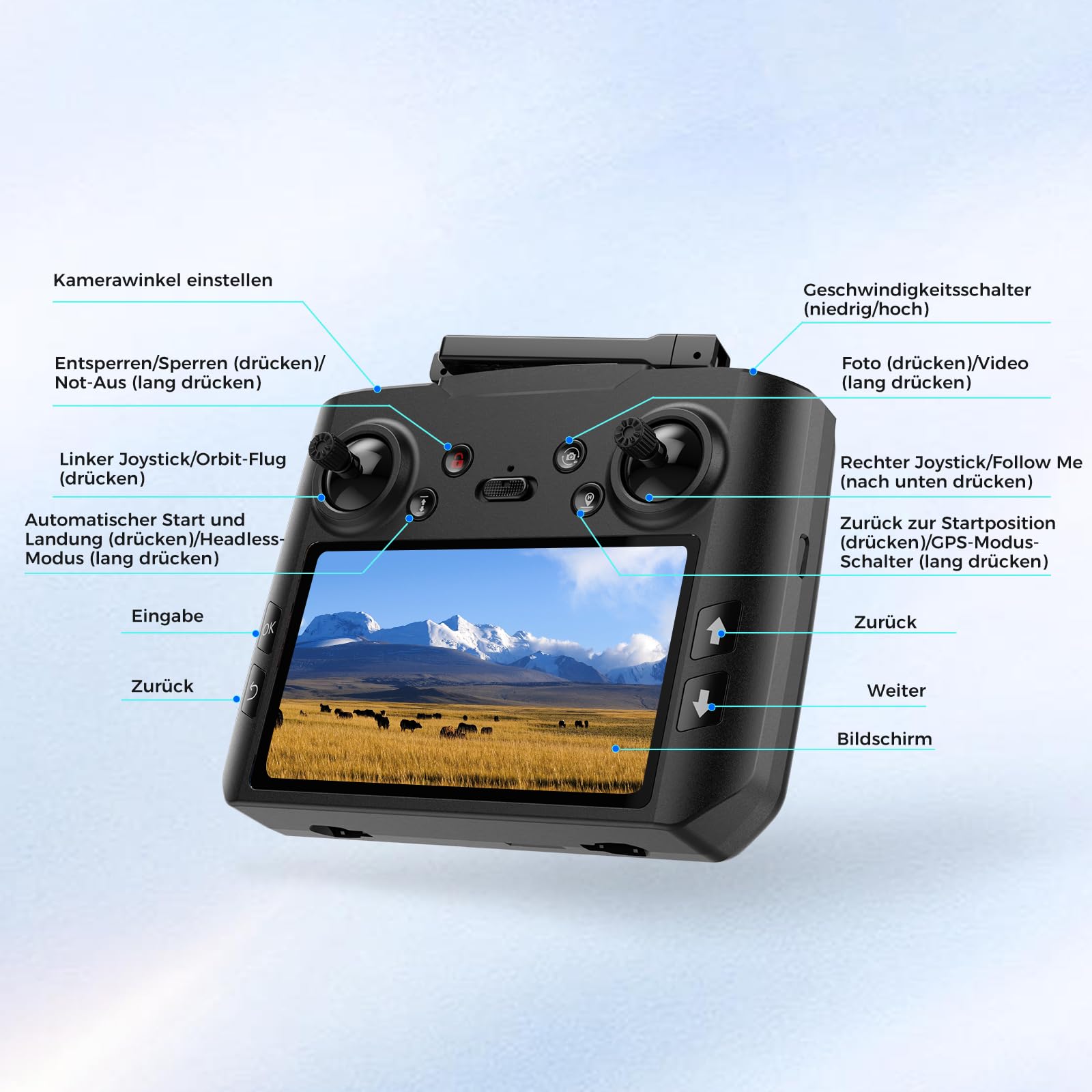 G10 GPS Drohne mit kamera EIS 4K Erwachsene (Bildschirmfernsteuerung), 5G Faltbare Drone mit Bürstenloser Motor, GPS Auto Rückkehr, 2 Akkus für 45 min Flugzeit, unter 249g, Klasse-C0