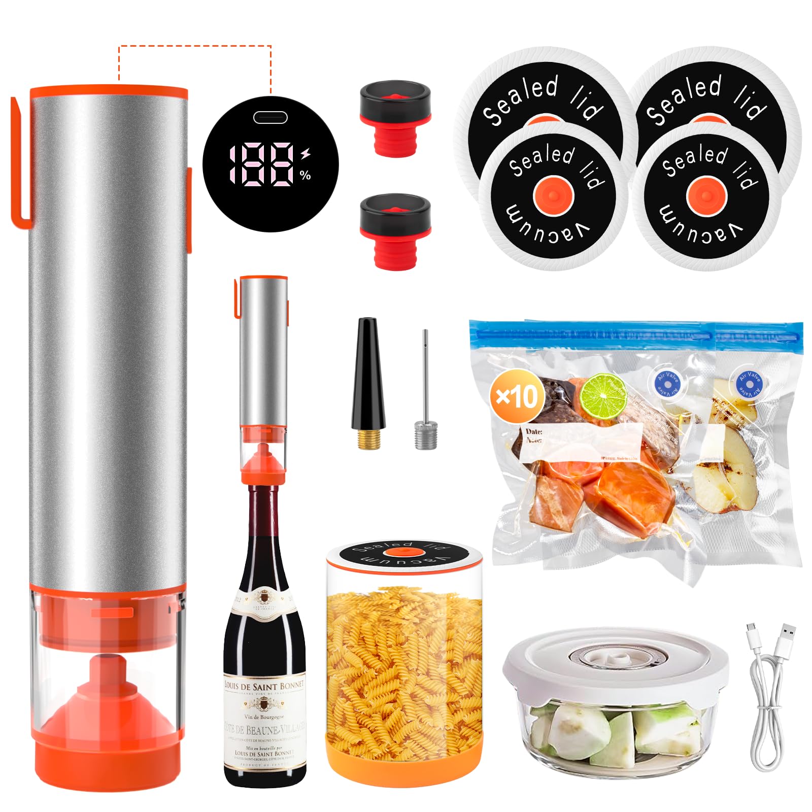 Compact Handheld Vacuum Sealer for Food with 60kPa Powerful Suction