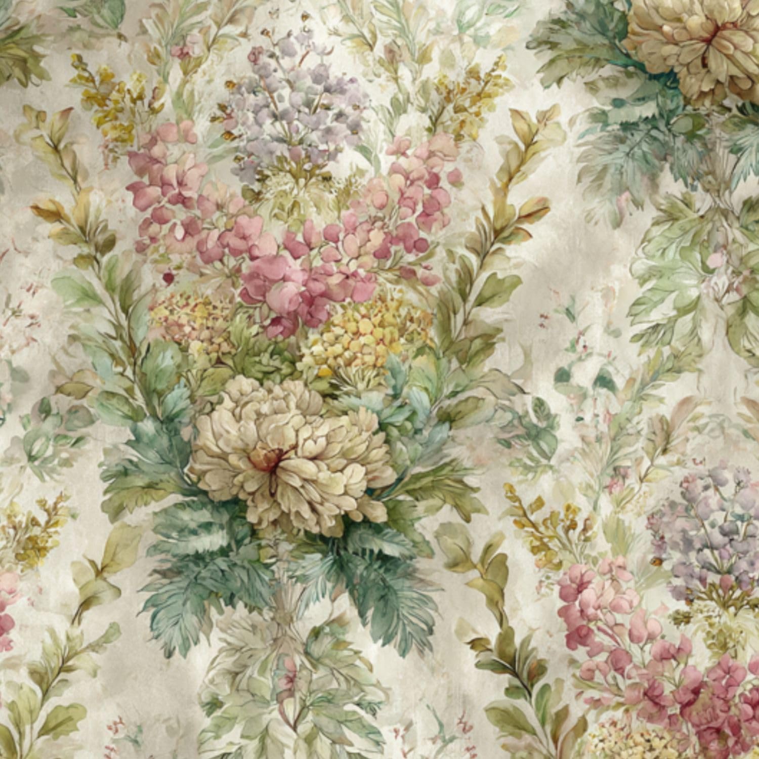 DERUINVAIO Self Adhesive Feature Removable Muted Wildflower Botanical Peel and Stick Vinyl Wallpaper Roll, Sticky Lining Paper for Bedroom, Living Room, Kitchen Walls