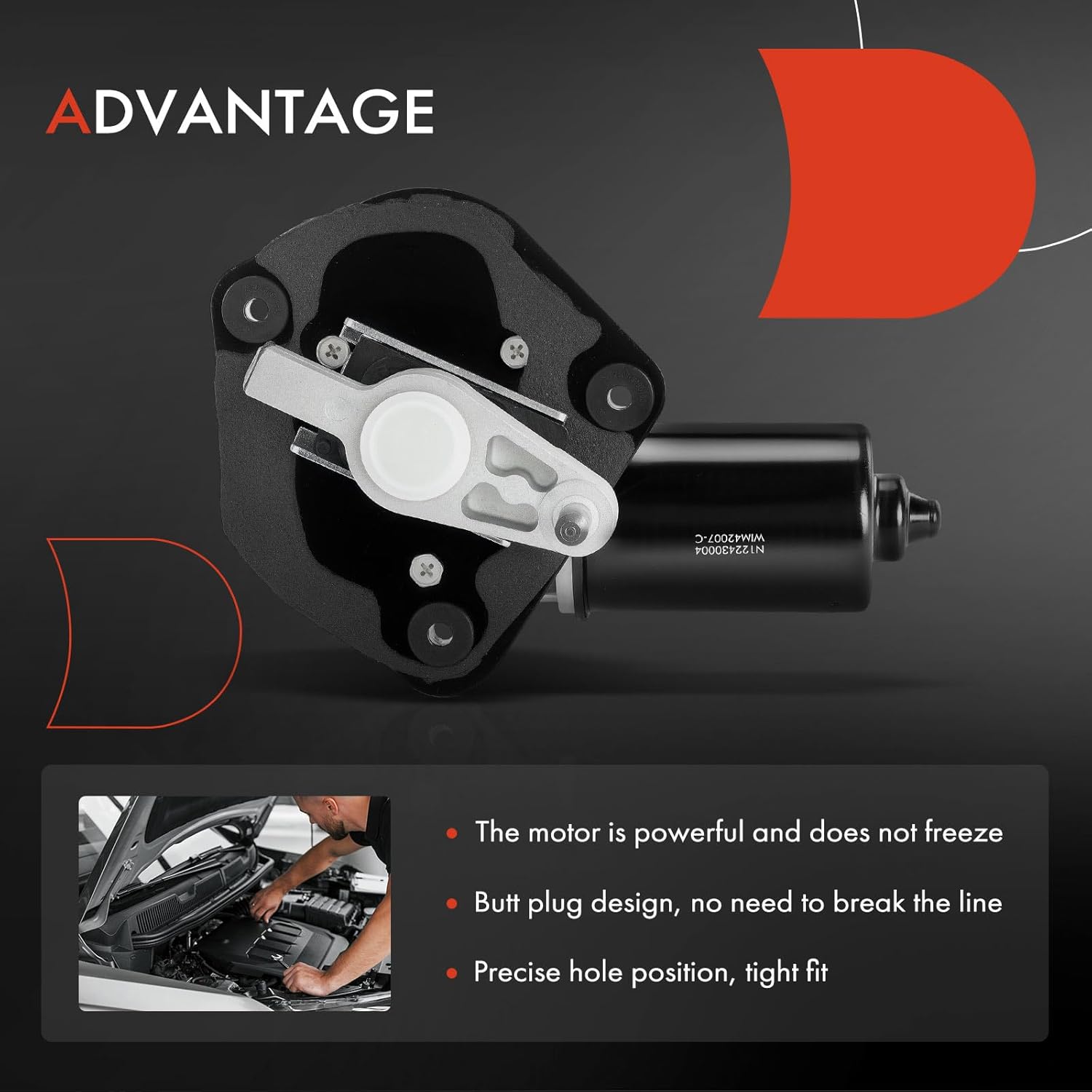 A-Premium Front Windshield Wiper Motor Compatible with Lincoln Town Car 1987 1988 1989, 7-Pin, with 1 Plug Motor